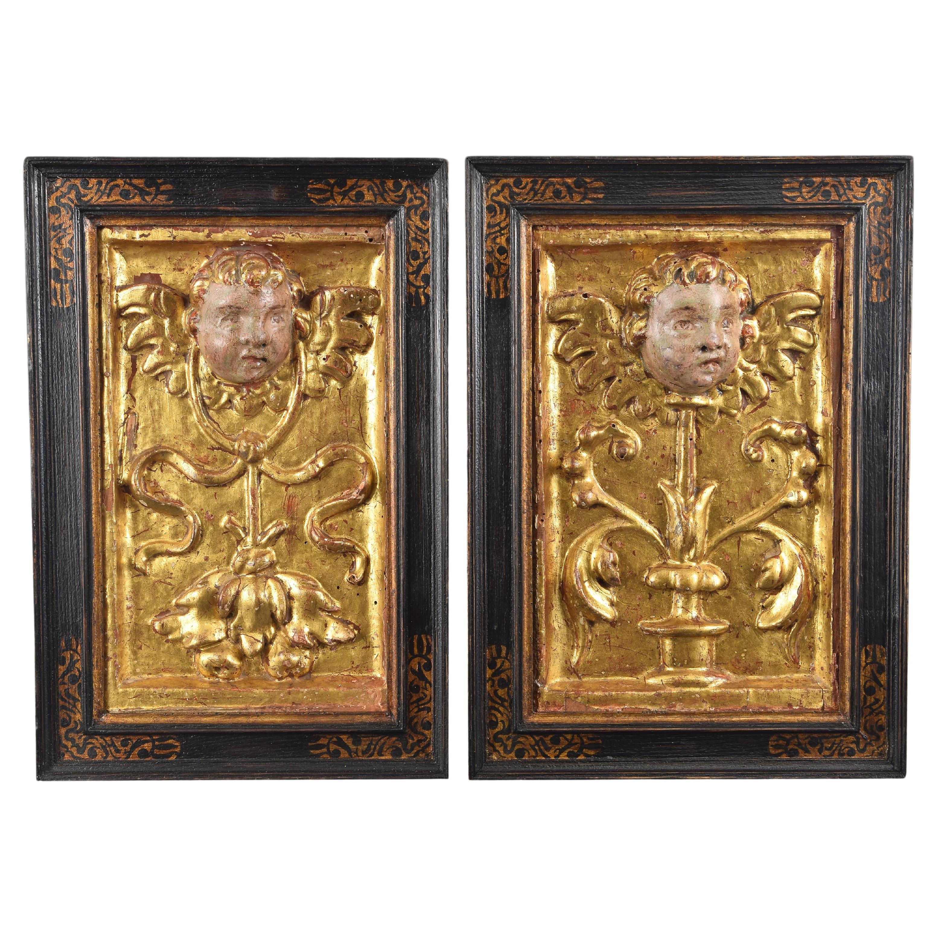 Pair of Reliefs, Grotesque or Candelieri, Wood, 16th Century