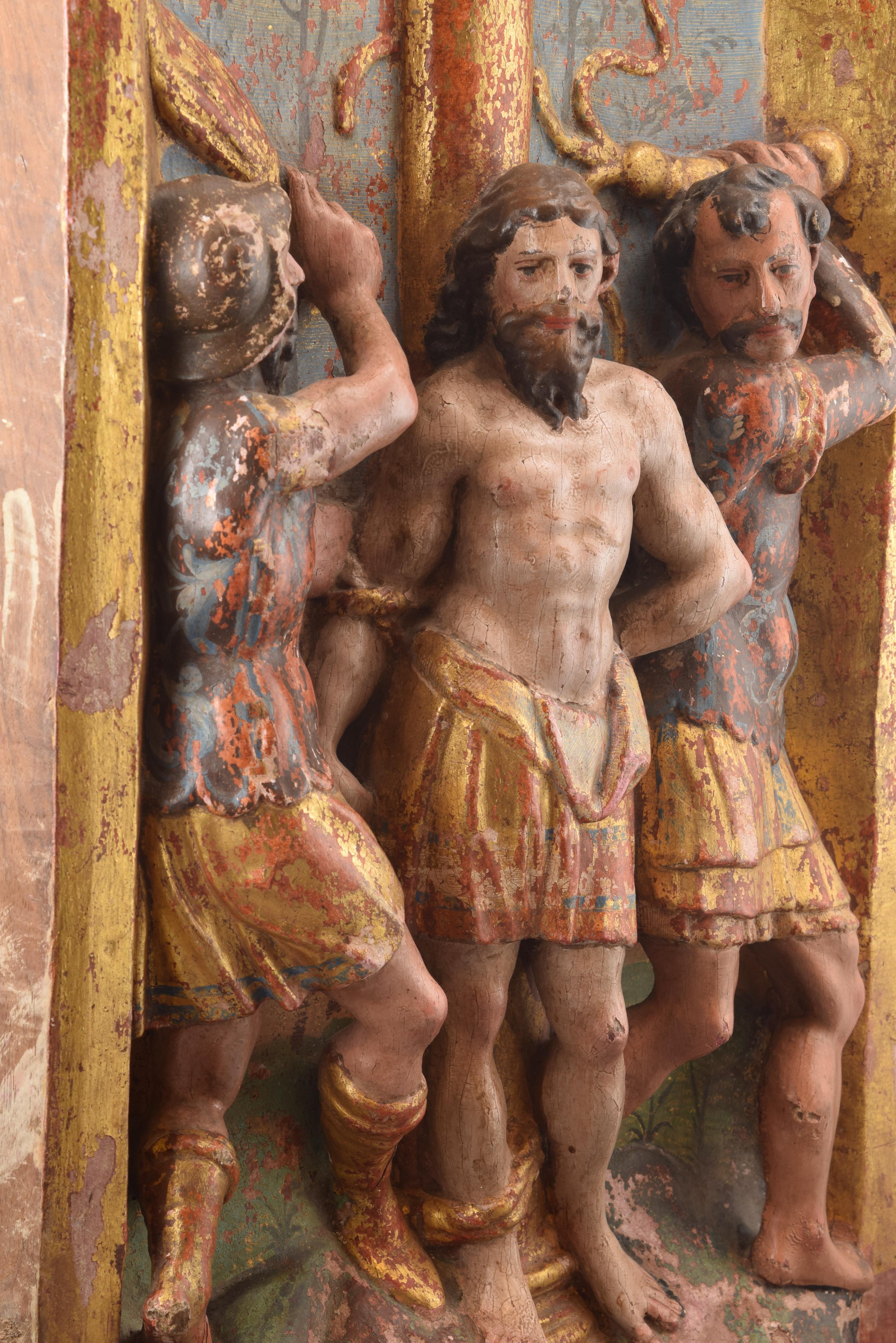 Paar Reliefs, polychromiert und vergoldetes Holz, karibische Schule, Spanien, 16. Jahrhundert (Renaissance) im Angebot