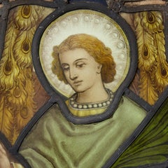 Pair of Religious Stained Glass Windows Depicting Angels by Atkinson Bros