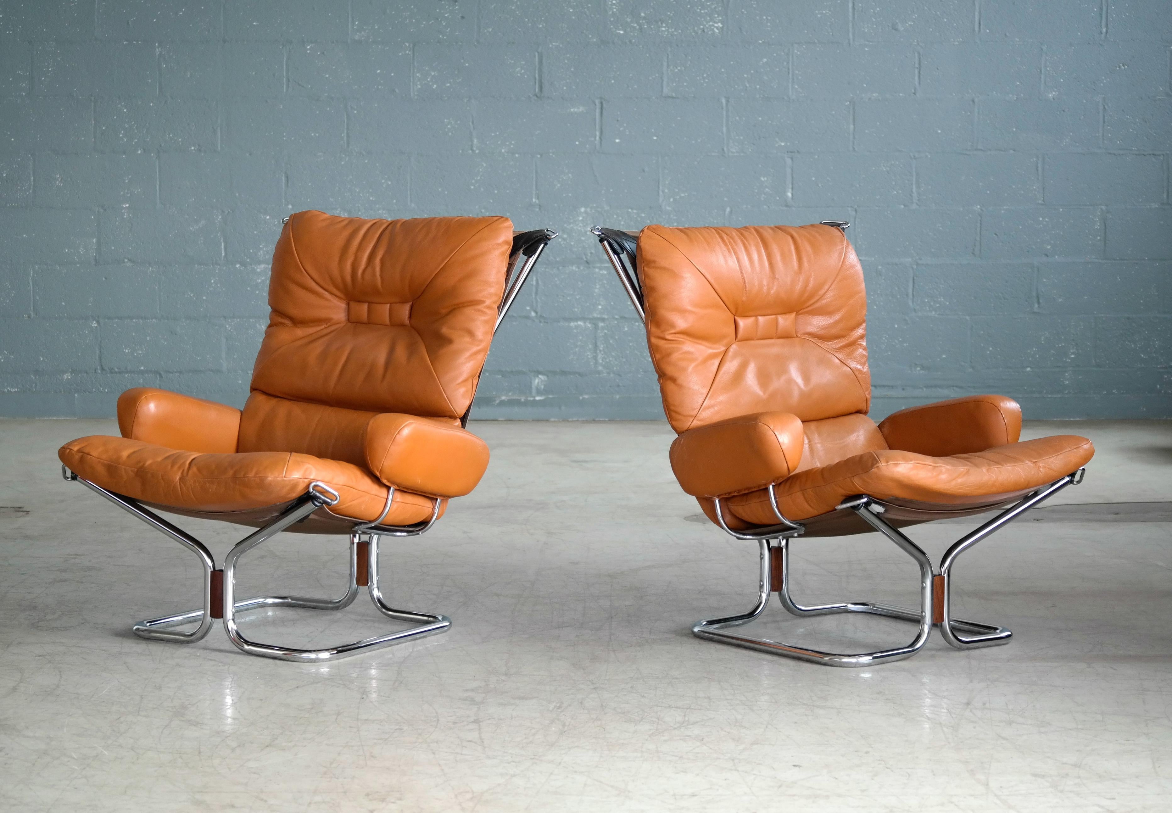 Great pair of Harald Relling designed easy lounge chairs model 