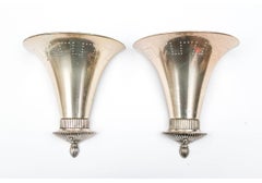 Pair Of Remains Antique Lighting Silver Plate Wall Lamps
