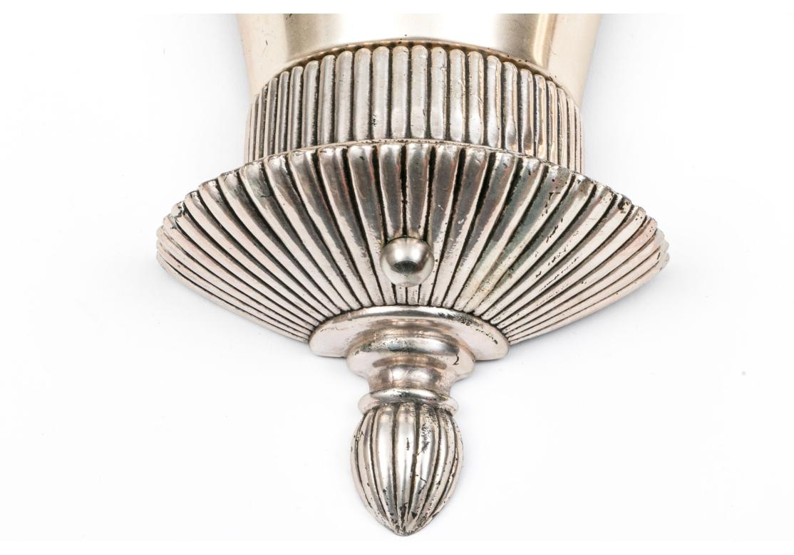20th Century Pair Of Remains Antique Lighting Silver Plate Wall Lamps For Sale