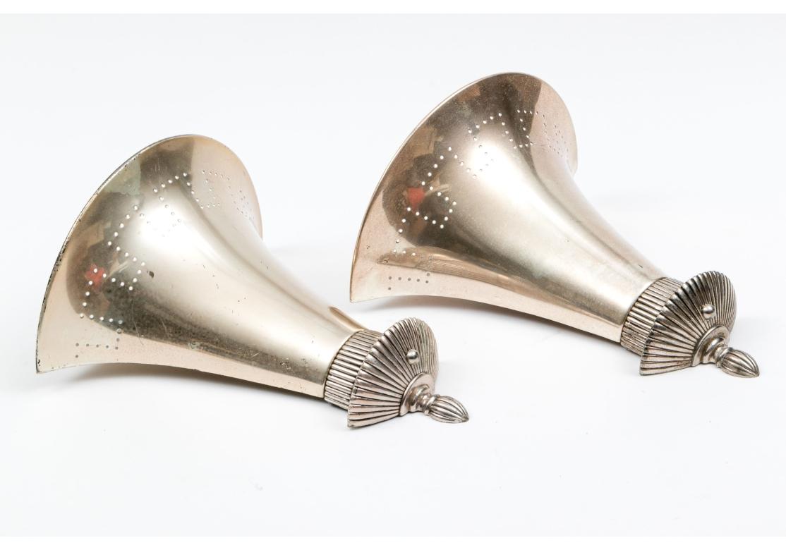 Metal Pair Of Remains Antique Lighting Silver Plate Wall Lamps For Sale