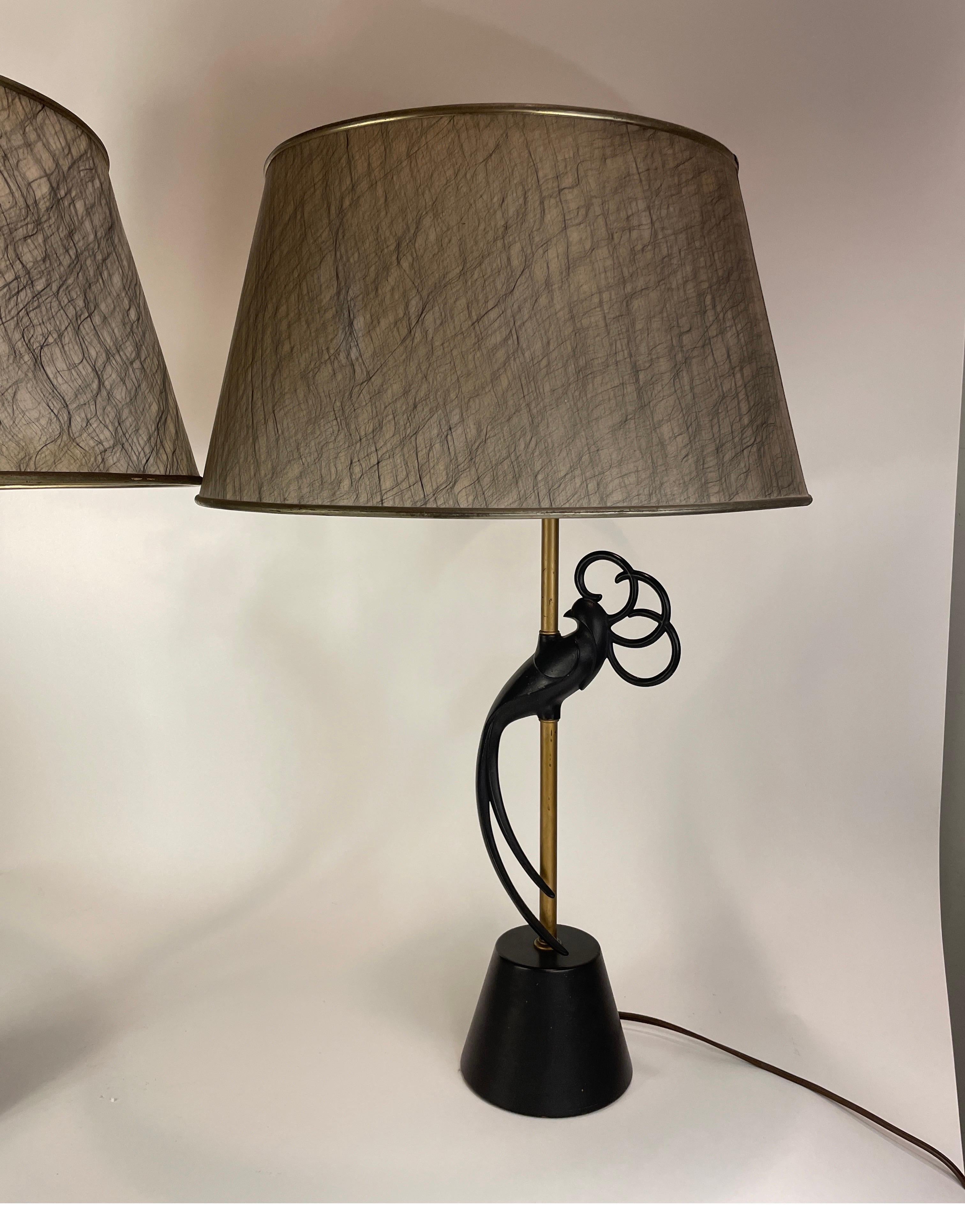 Paire de lampes de table REMBRANDT avec abat-jour et fleurons d'origine