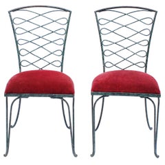 Pair of René Prou Verdigris Iron Chairs