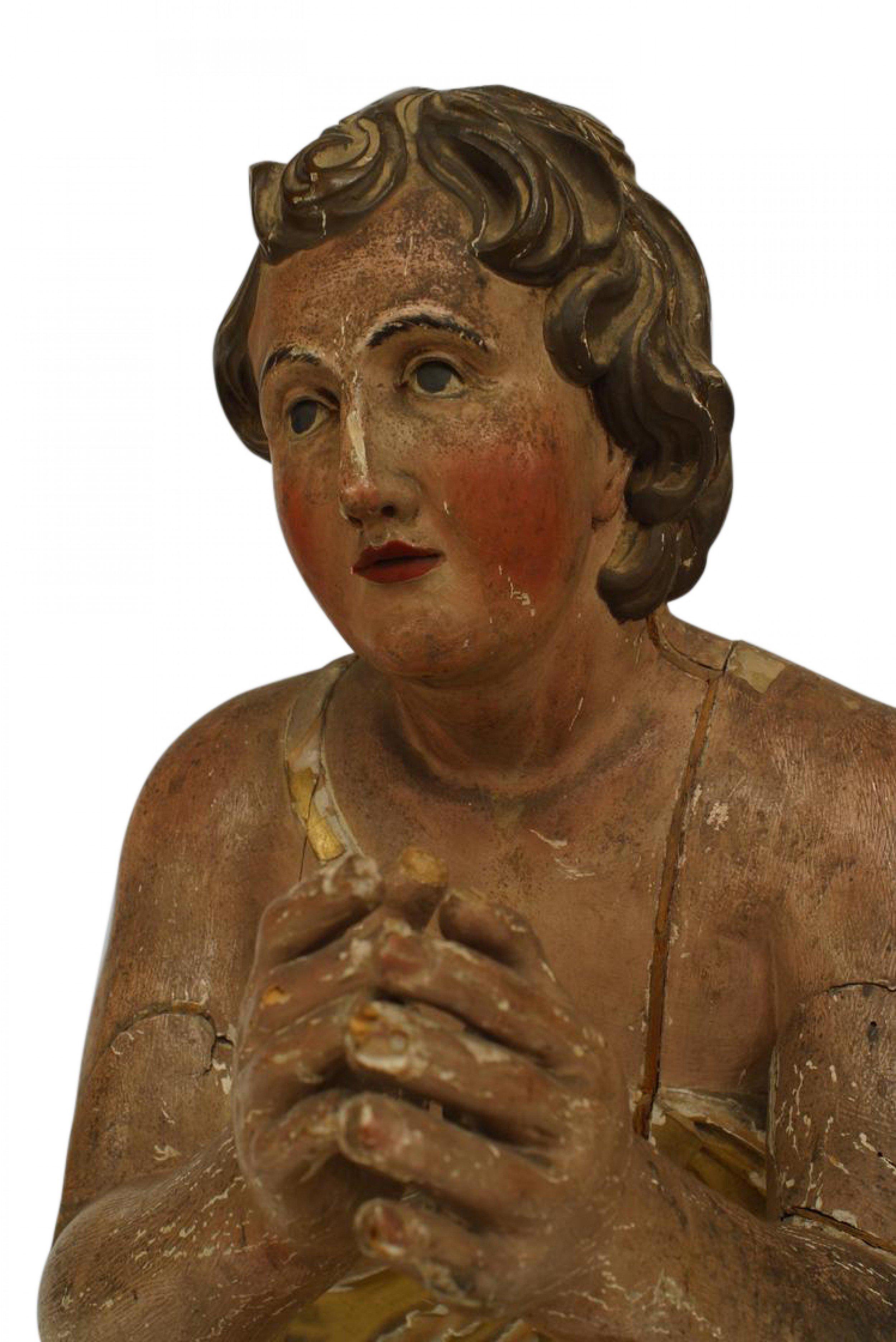 Paire de figurines agenouillées polychromées de la Renaissance Bon état - En vente à New York, NY