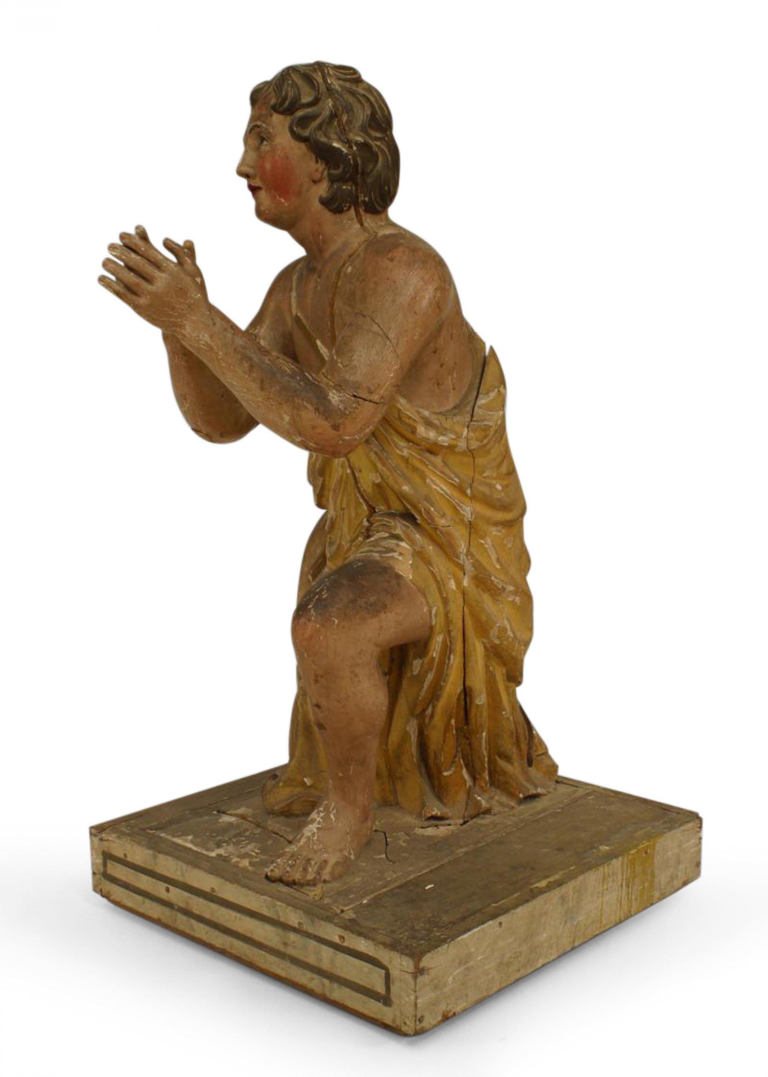 19th Century Pair of Renaissance Polychromed Kneeling Figures For Sale
