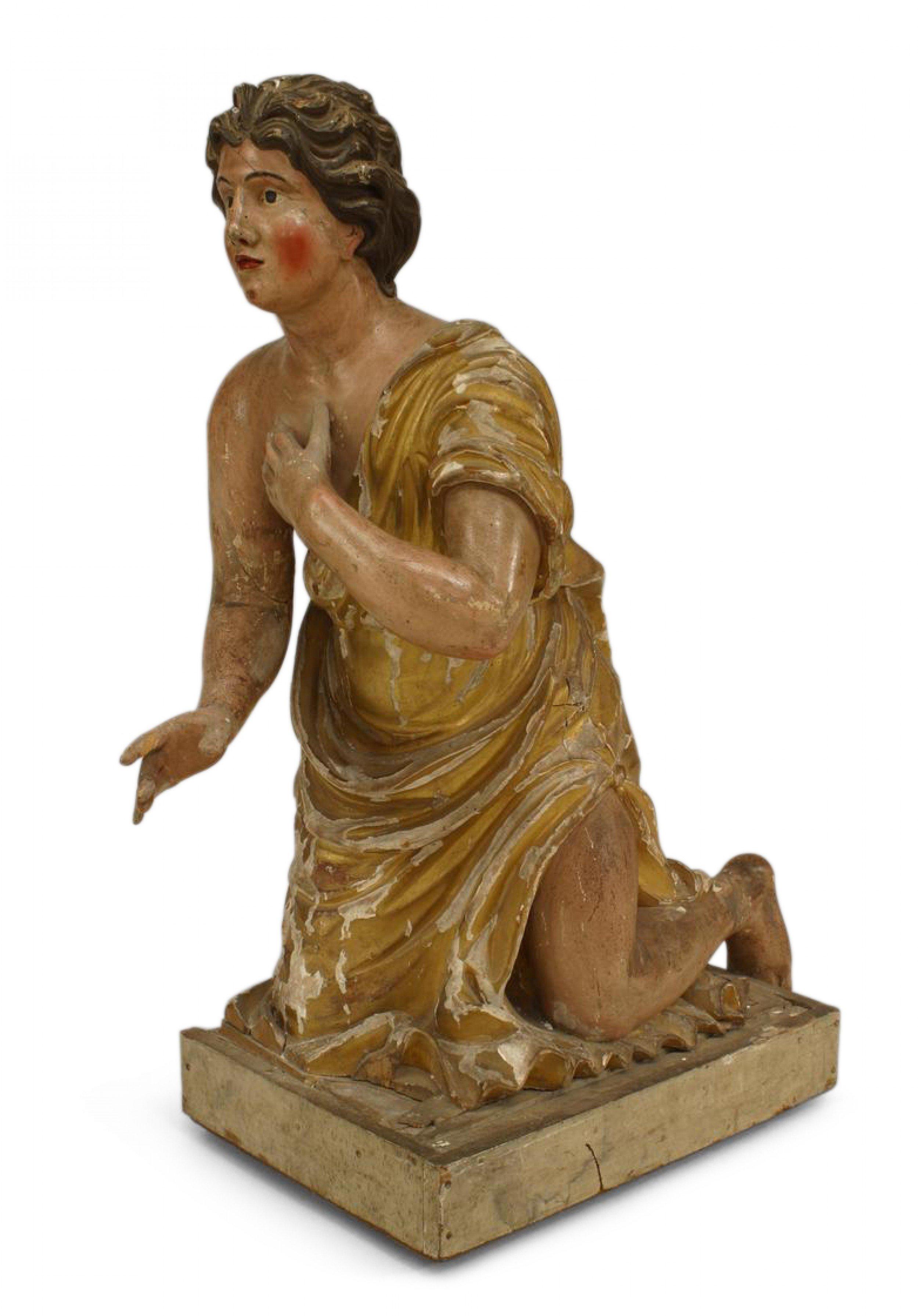 Paire de figurines agenouillées polychromées de la Renaissance en vente 1