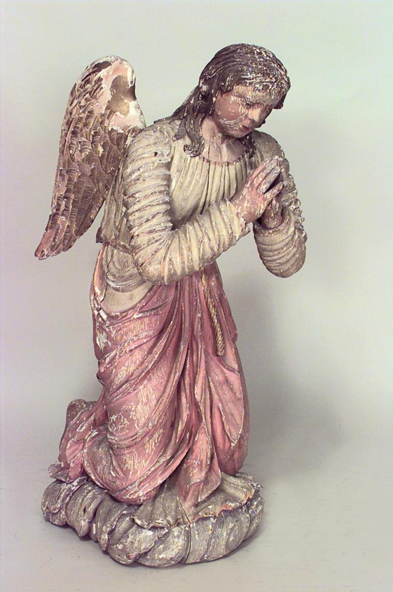 Pair of Renaissance Polychromed Winged Figures For Sale 4
