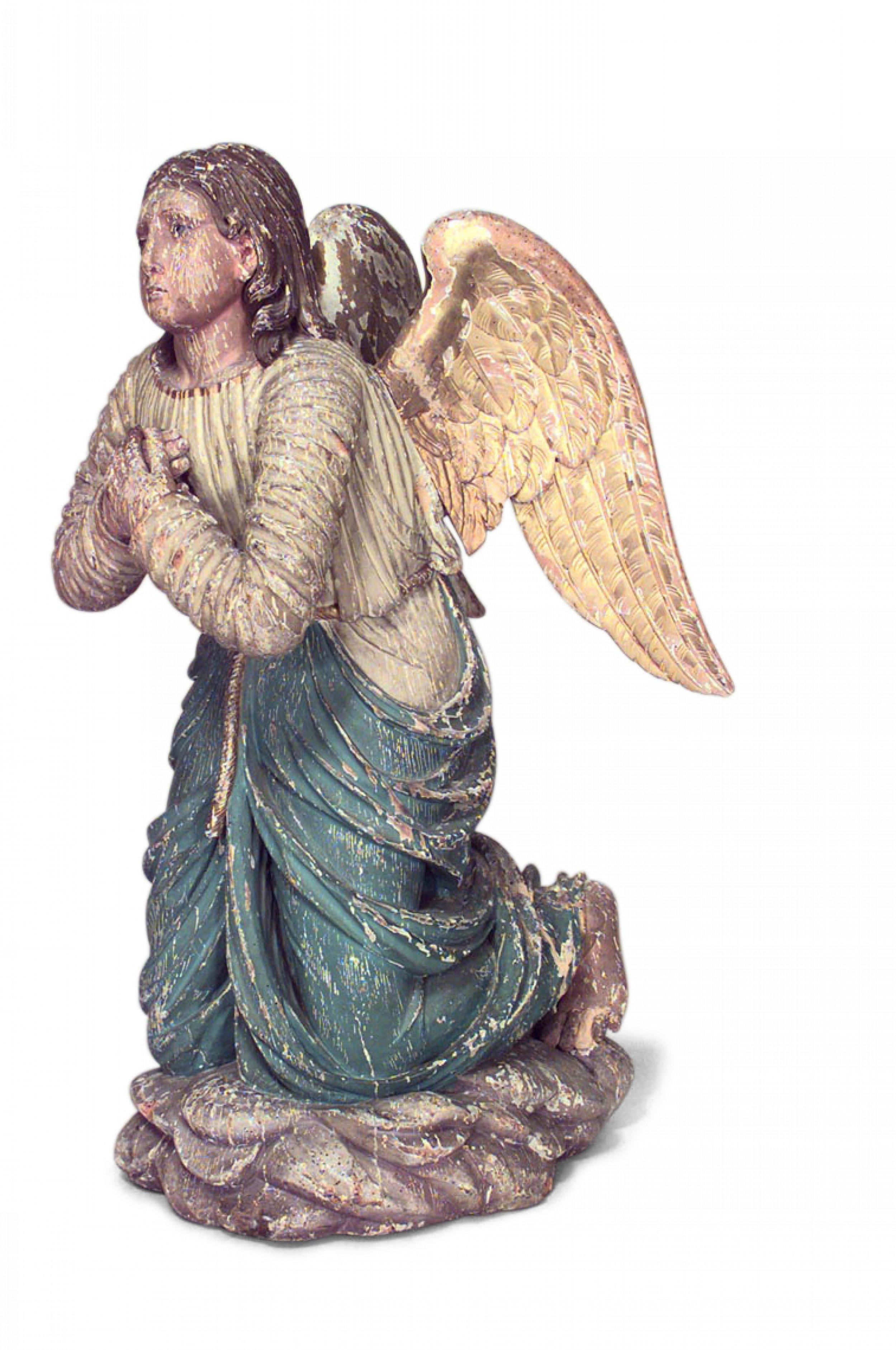 Pair of Renaissance Polychromed Winged Figures For Sale 1