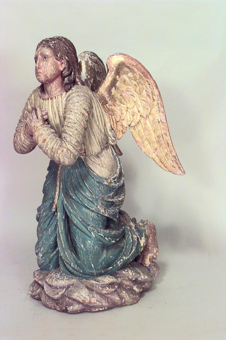 Pair of Renaissance Polychromed Winged Figures For Sale 2