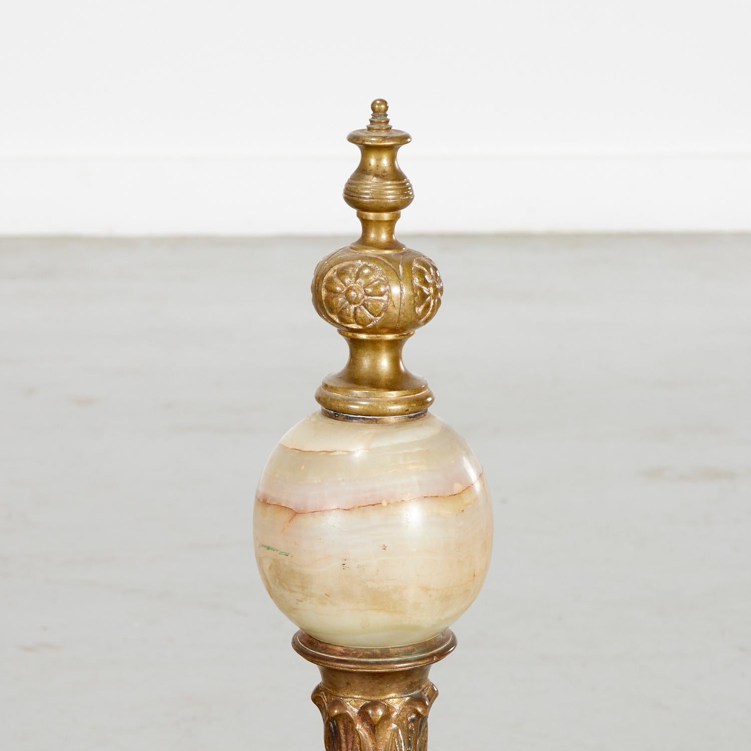 American Pair of Renaissance Revival Brass and Onyx Chenets, The Iris Apfel Collection For Sale