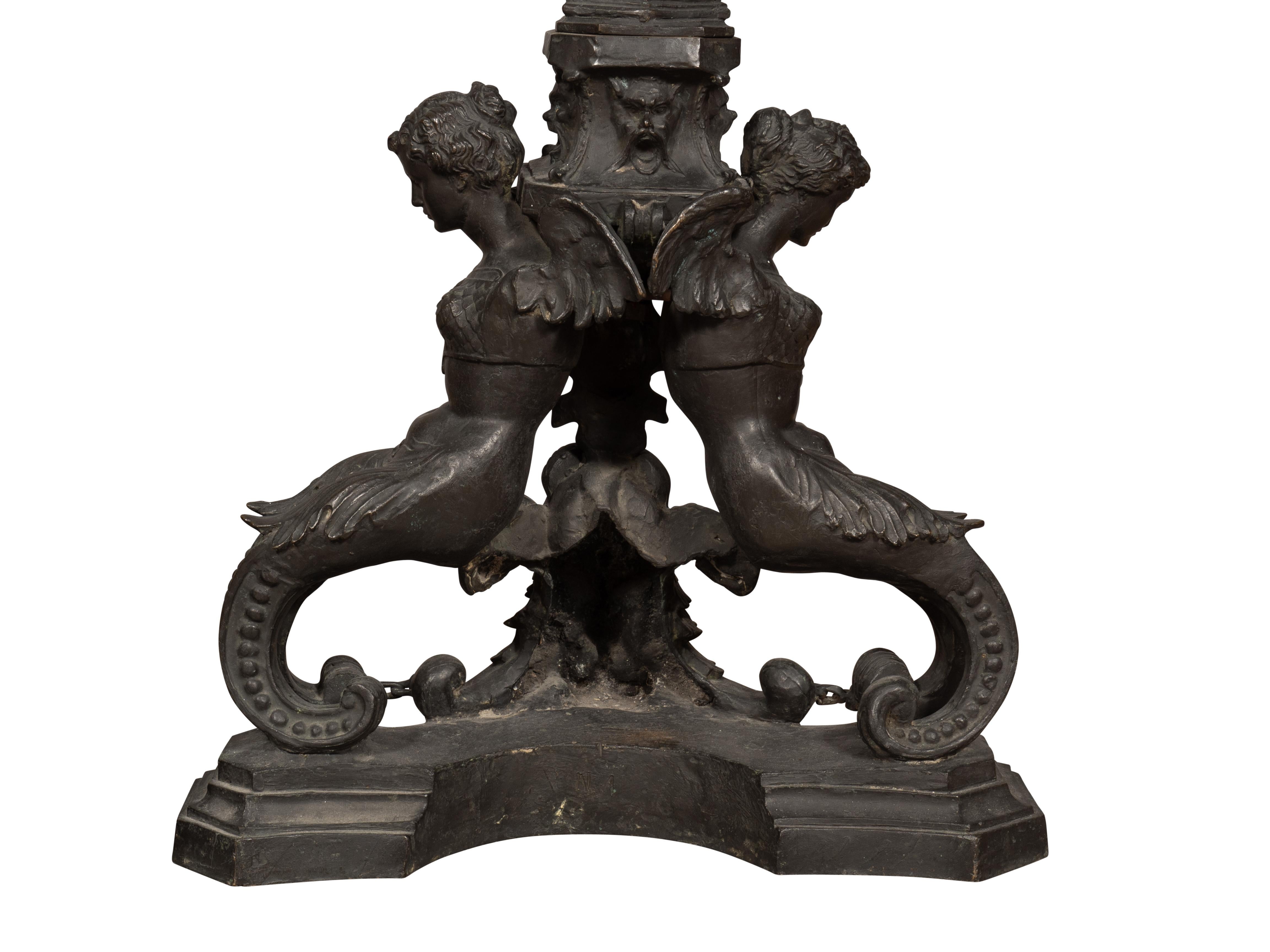 Pair Of Renaissance Revival Bronze Andirons For Sale 7