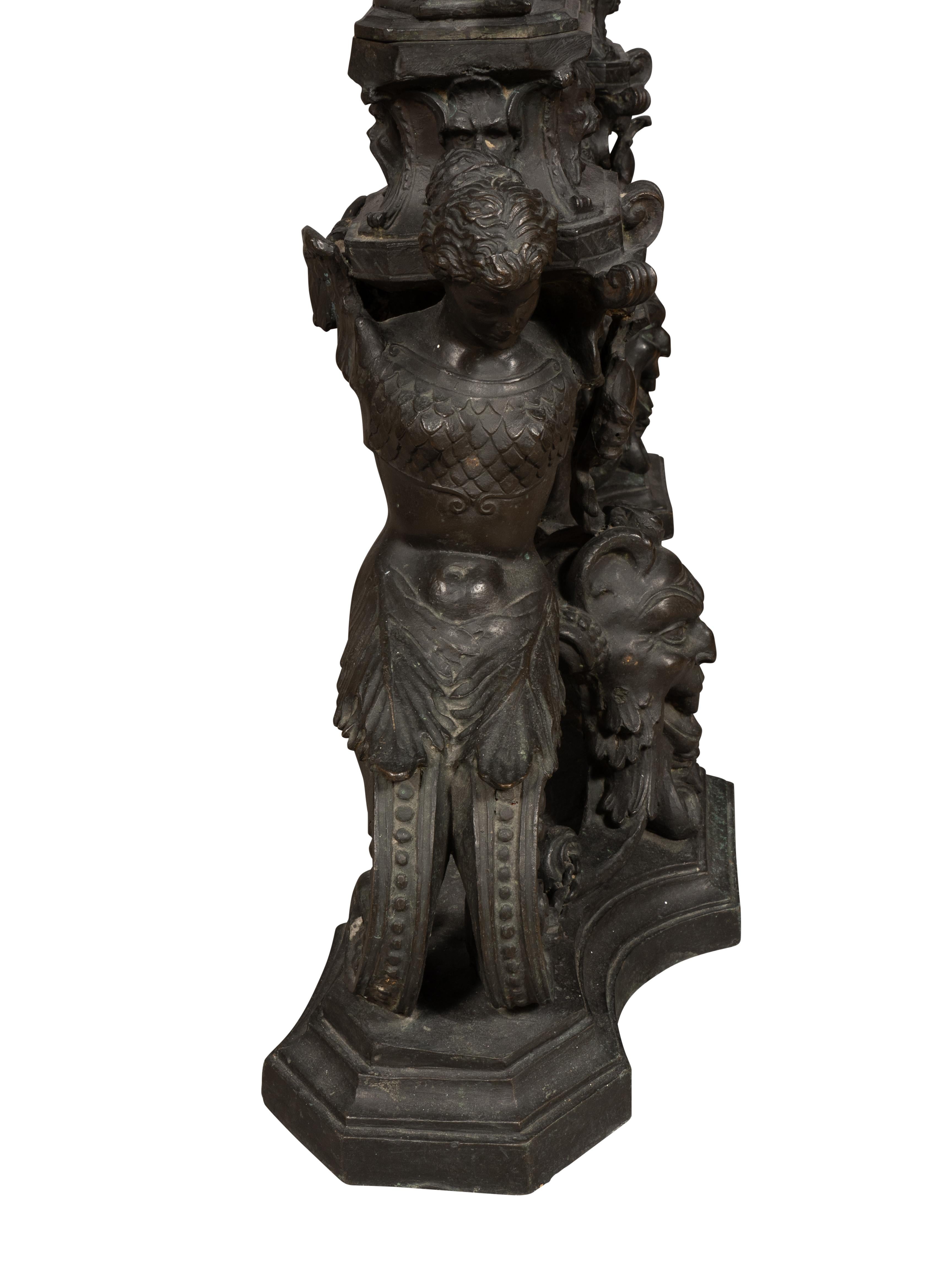 Pair Of Renaissance Revival Bronze Andirons For Sale 9