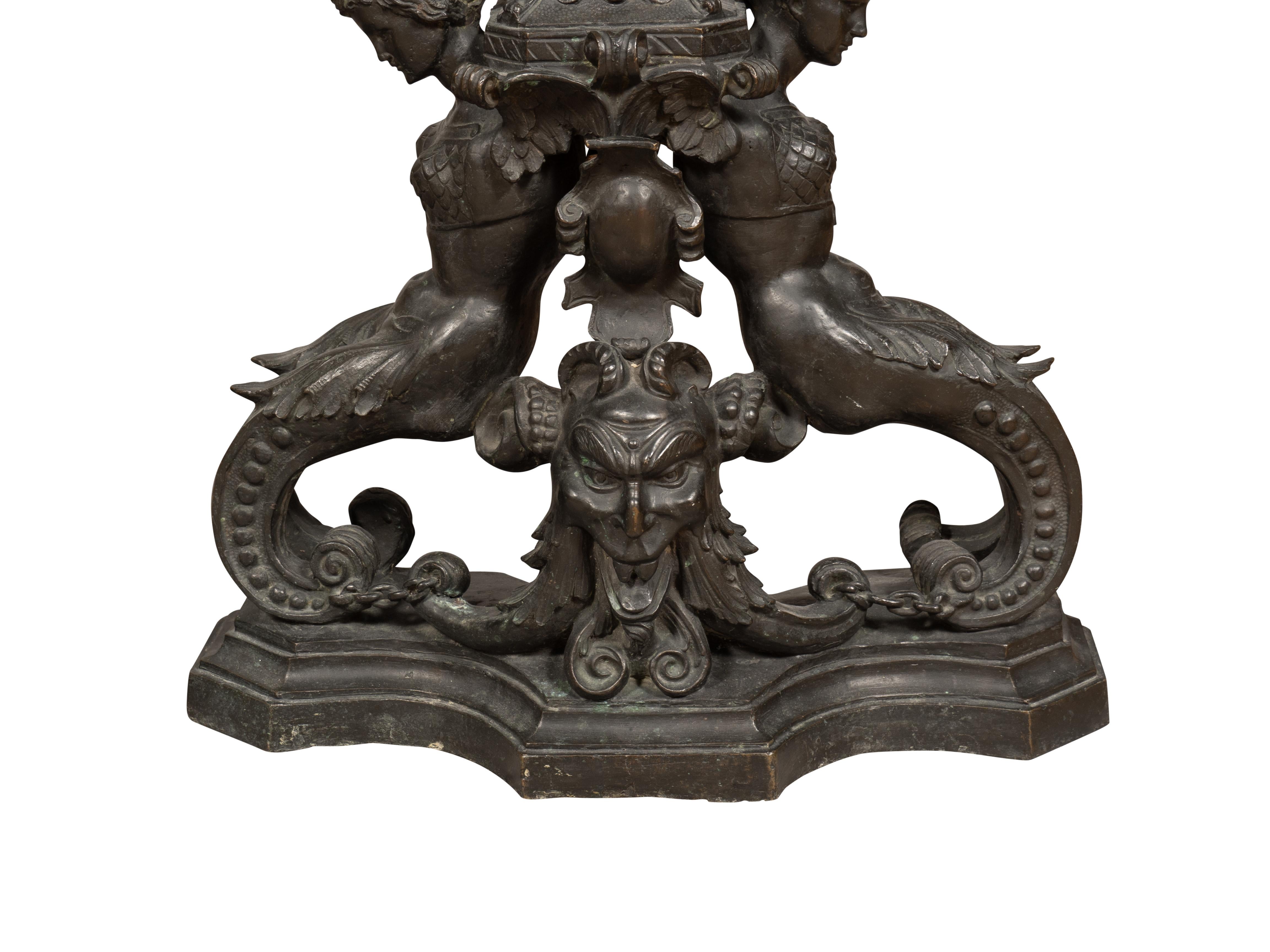 Pair Of Renaissance Revival Bronze Andirons For Sale 1