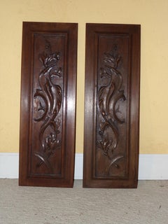 Pair of Renaissance Revival Carved Walnut Panel