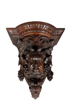 Pair Of Renaissance Revival Carved Walnut Wall Brackets By Luigi Frullini