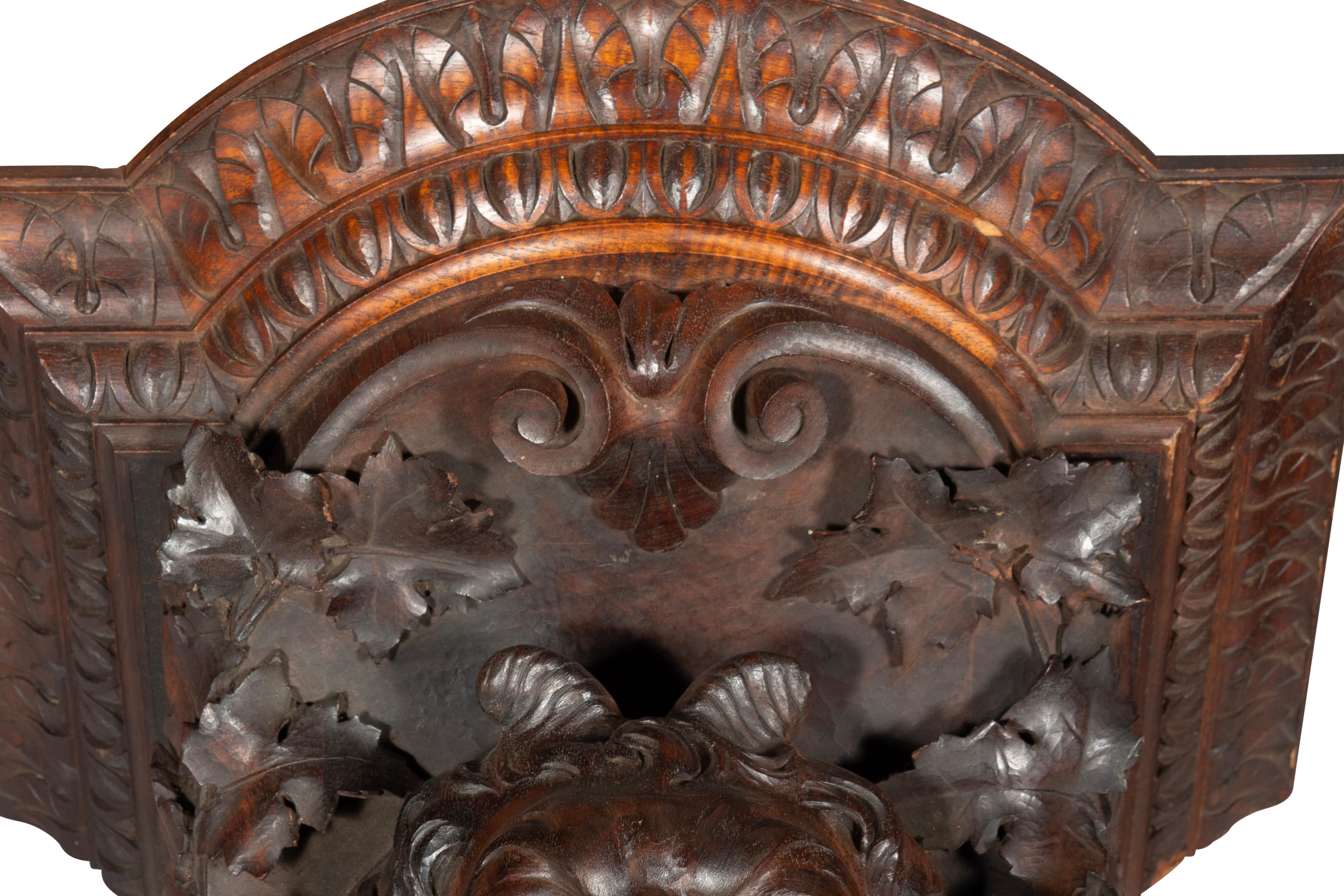 Pair Of Renaissance Revival Carved Walnut Wall Brackets By Luigi Frullini For Sale 4