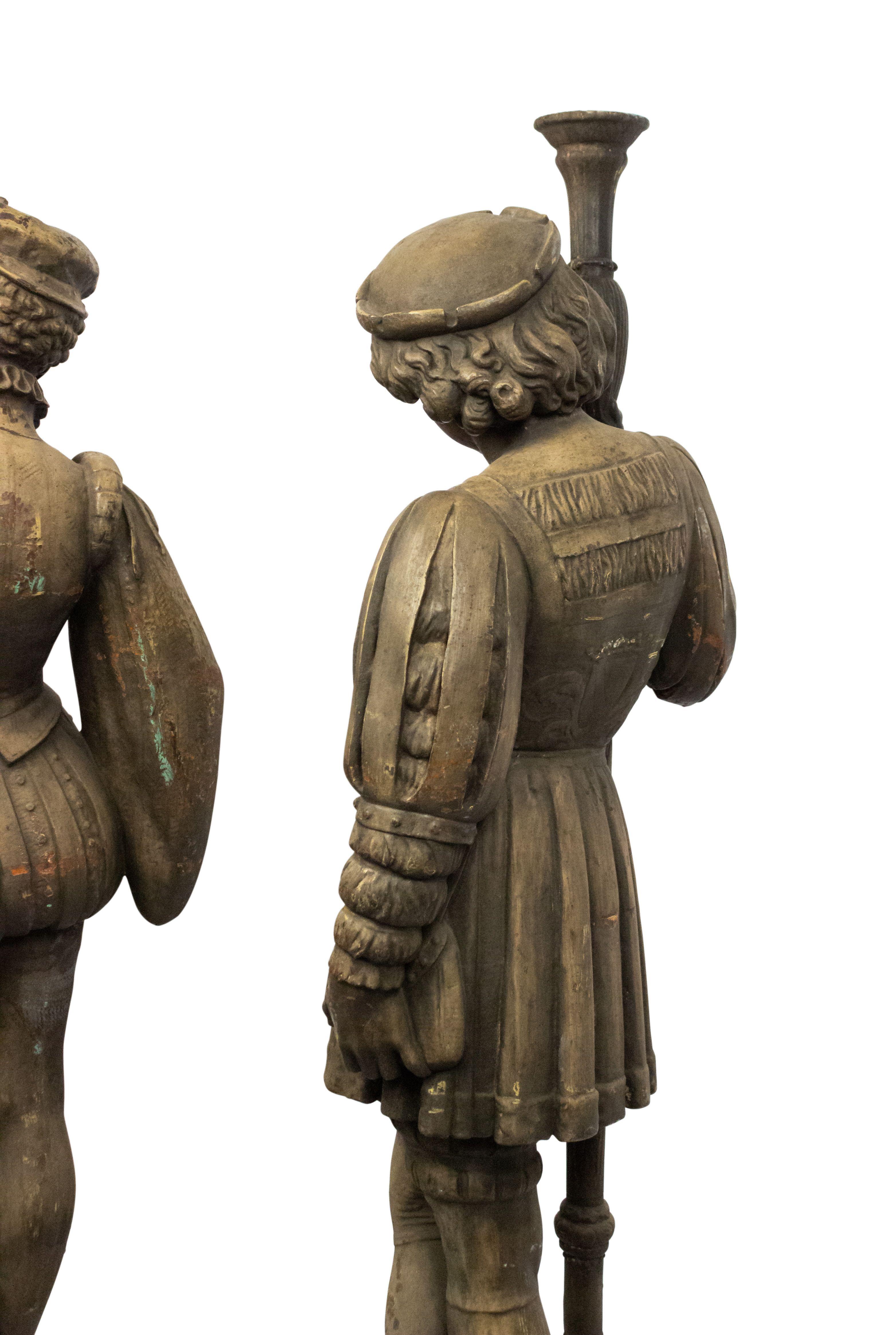 Pair of Italian Renaissance Iron Page Figures For Sale 1