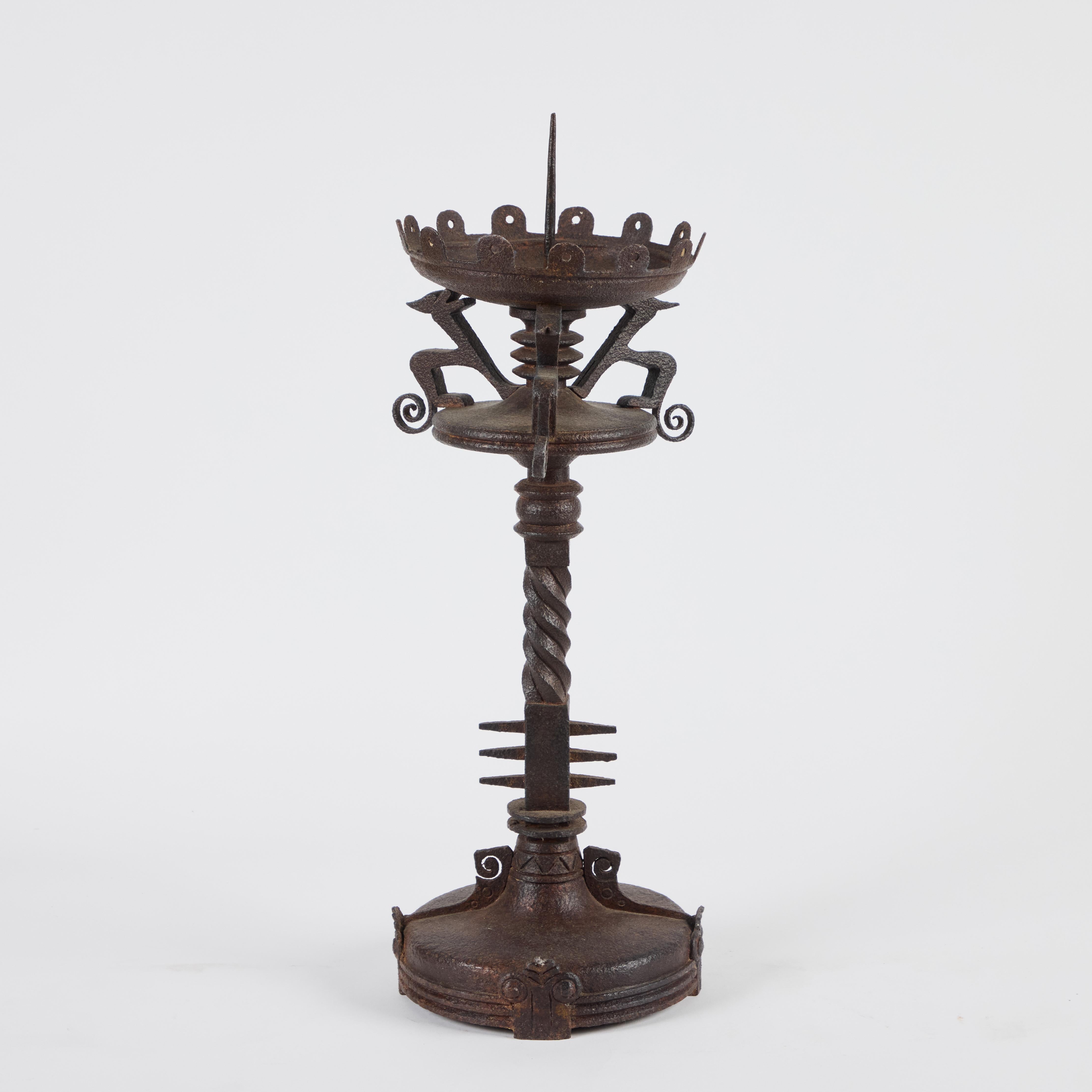 Pair of Renaissance Revival Iron Pricket Sticks For Sale 1