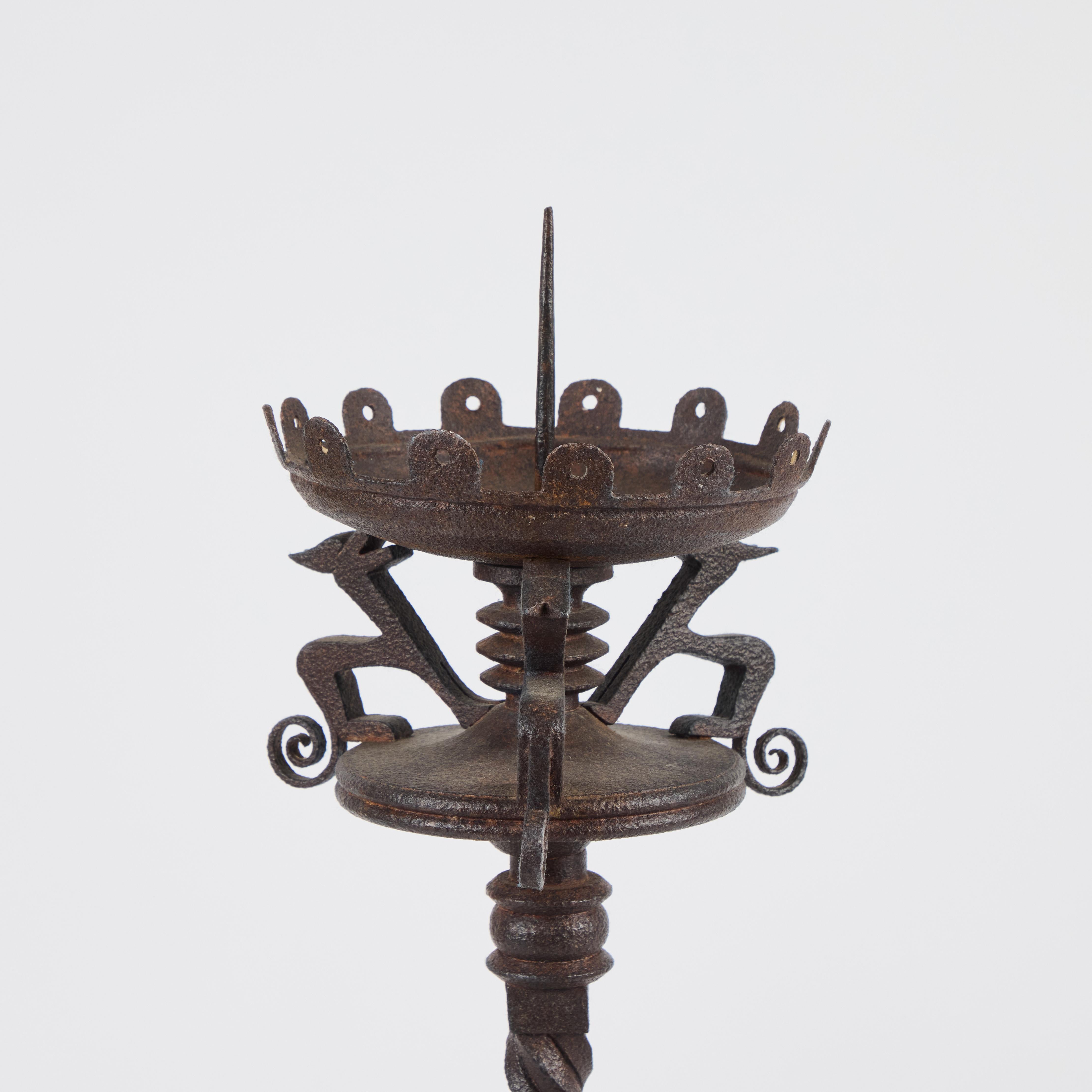 Pair of Renaissance Revival Iron Pricket Sticks For Sale 2