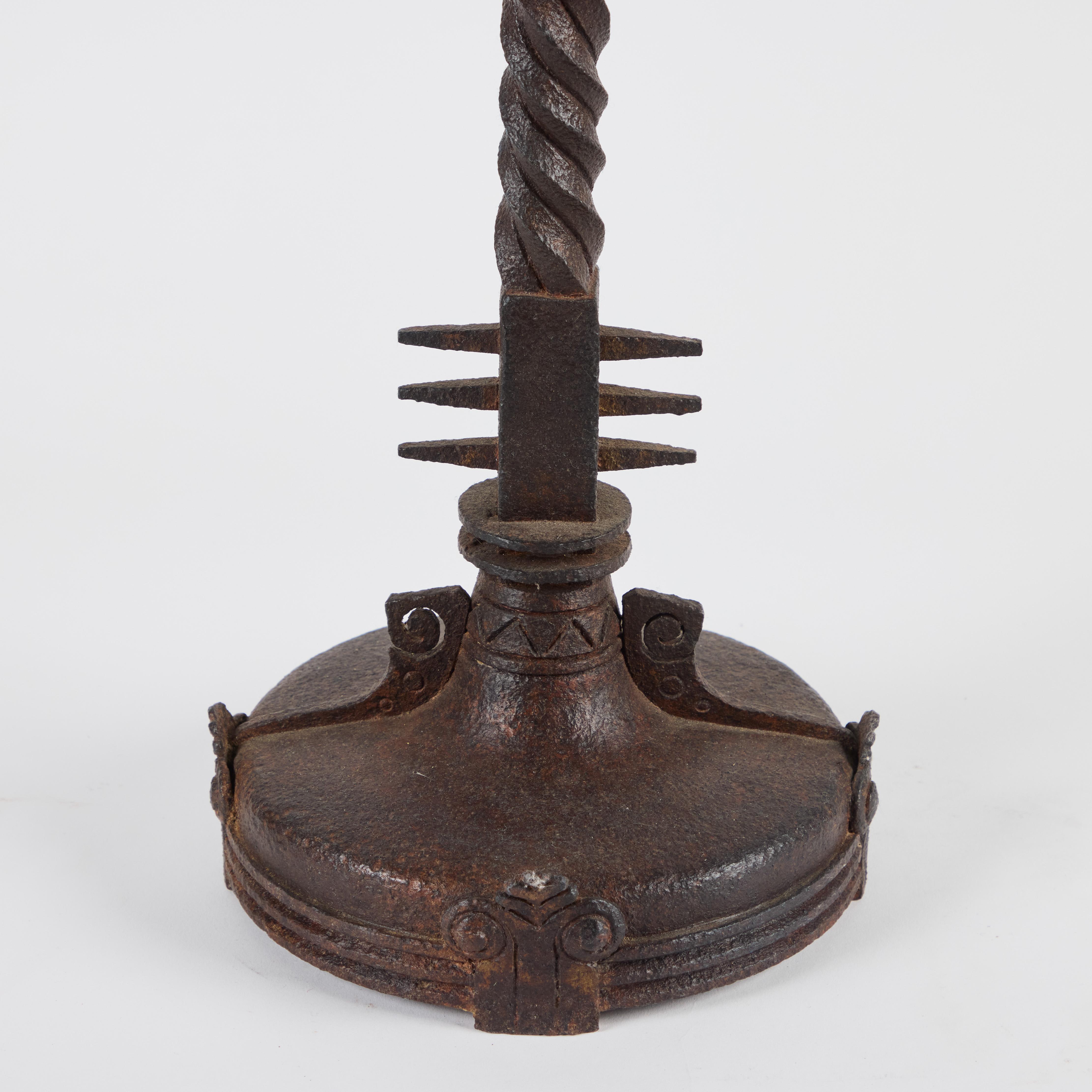 Pair of Renaissance Revival Iron Pricket Sticks For Sale 3