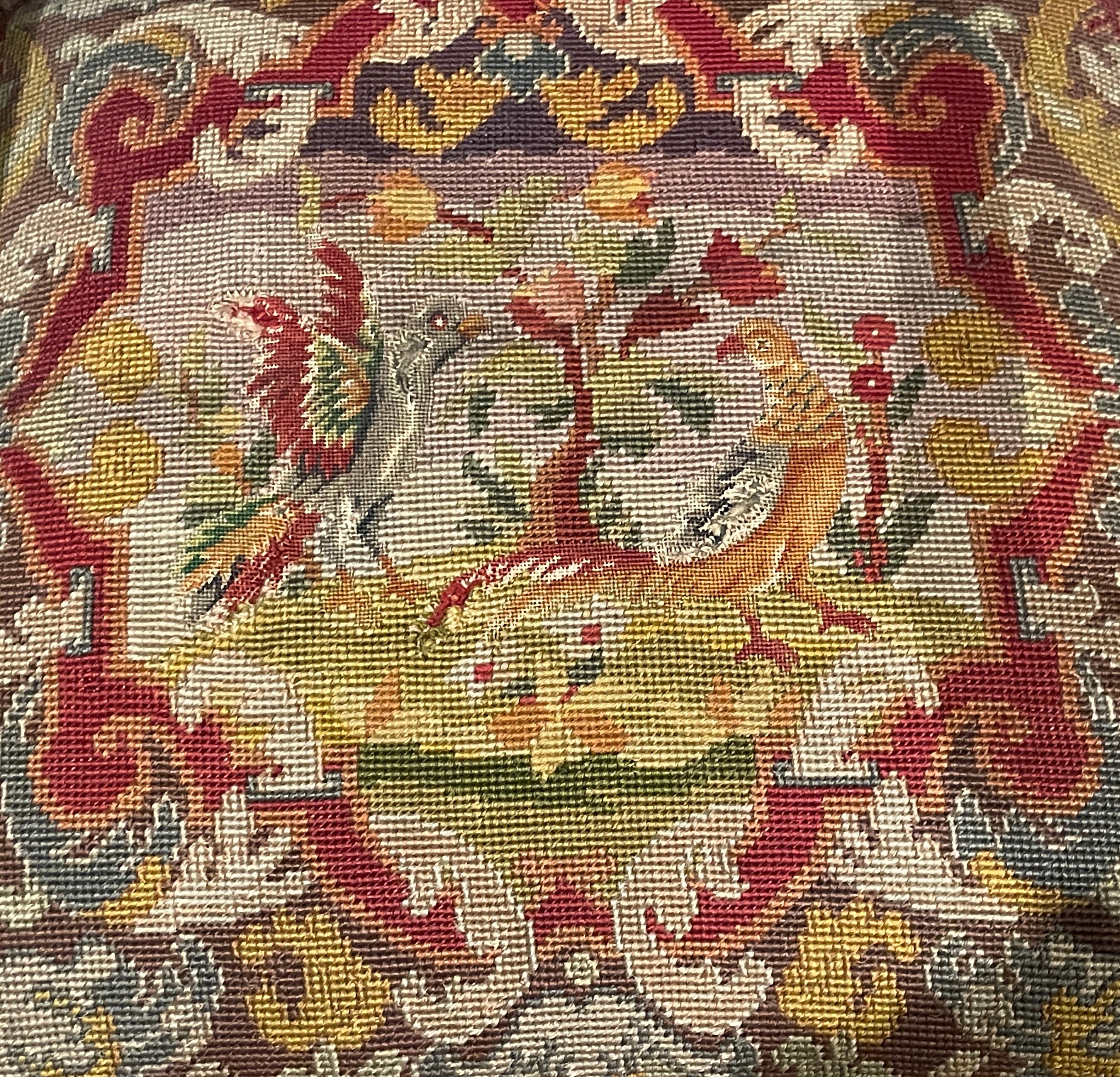 Tapestry Pair of Renaissance Revival Petit Point Arm Chairs For Sale