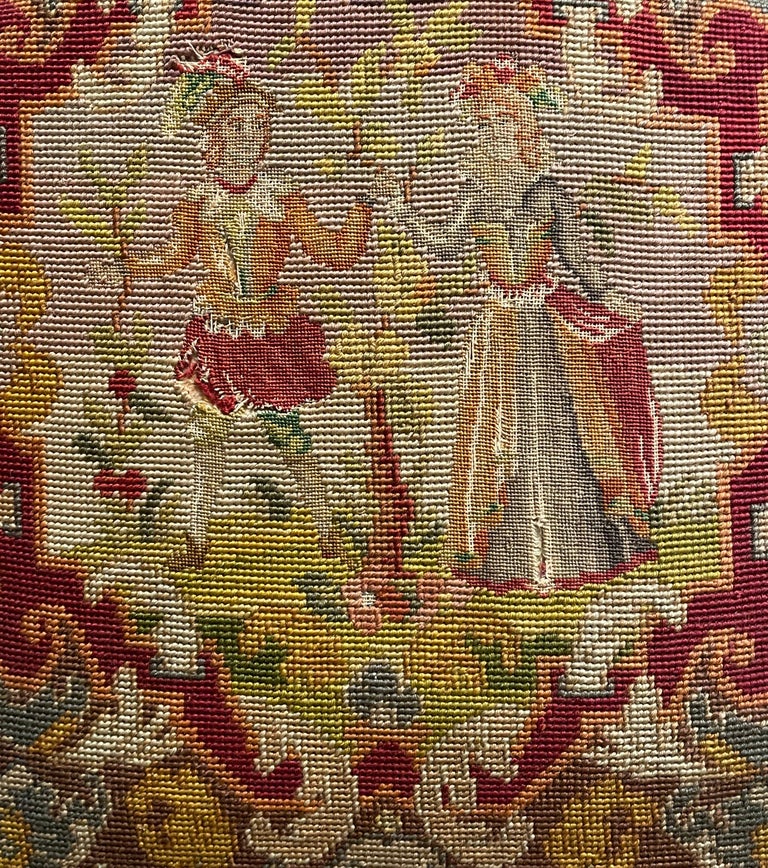 Tapestry Pair of Renaissance Revival Petit Point Arm Chairs For Sale