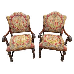 Ein Paar Petit Point-Sessel im Renaissance-Stil