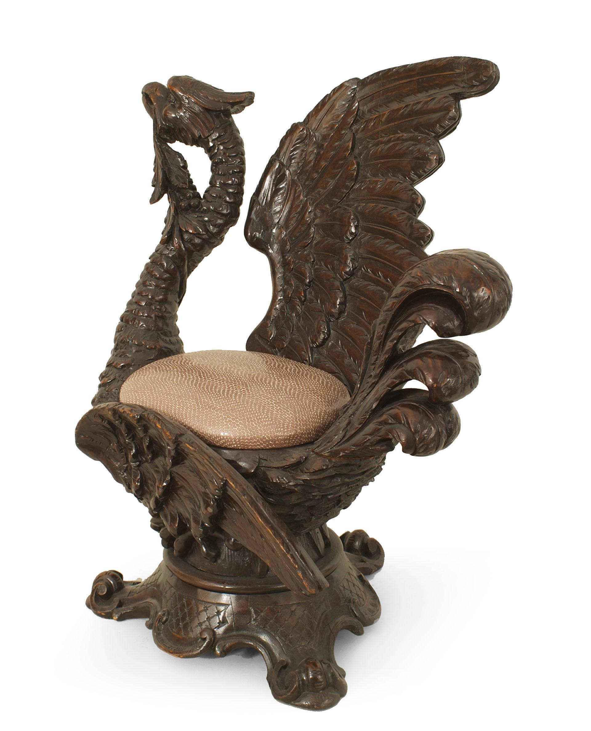 Pair of Northern Italian Renaissance Griffin Side Chairs For Sale 1