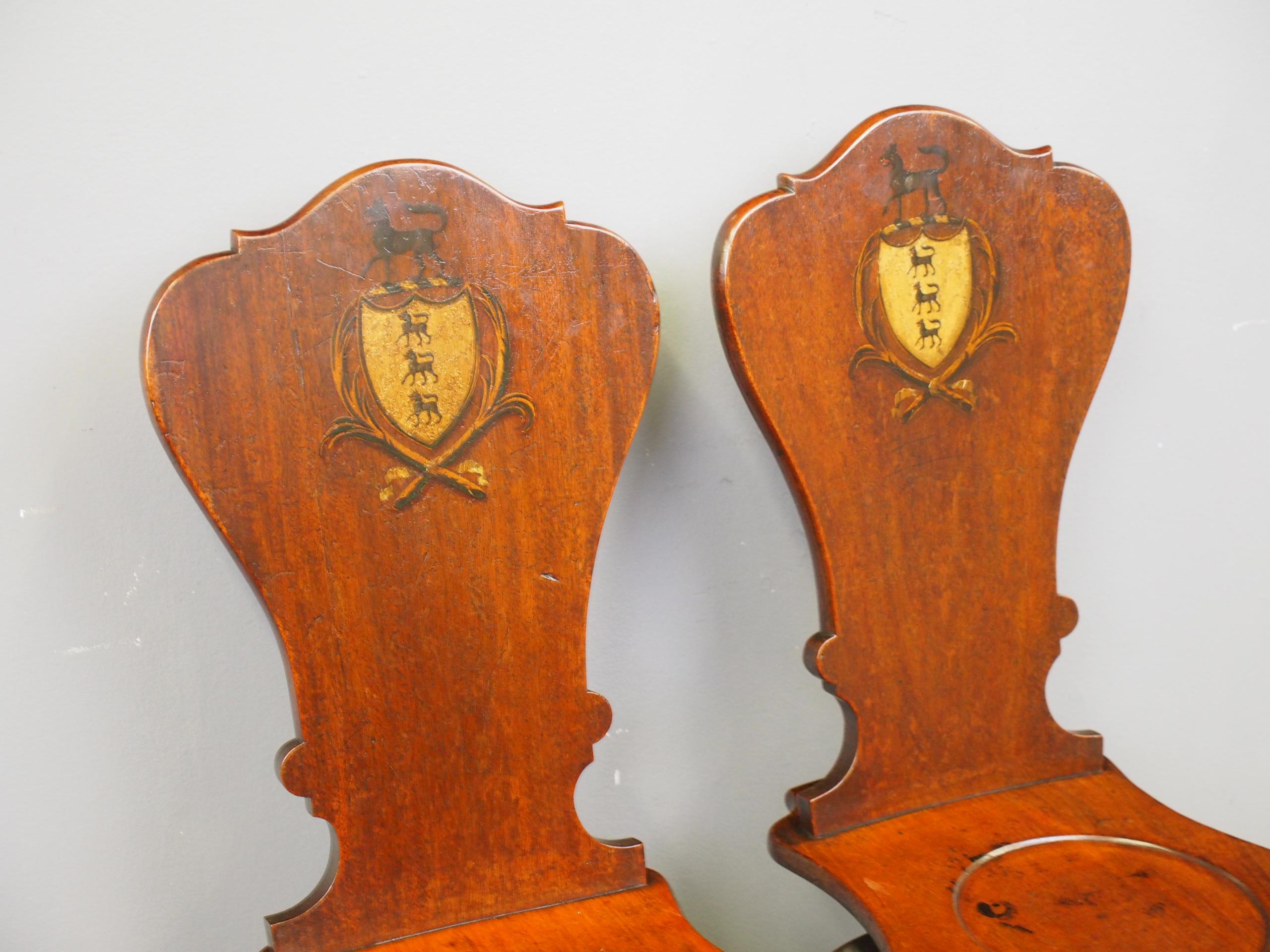 Pair of Renaissance Sgabello Mahogany Hall Chairs 1