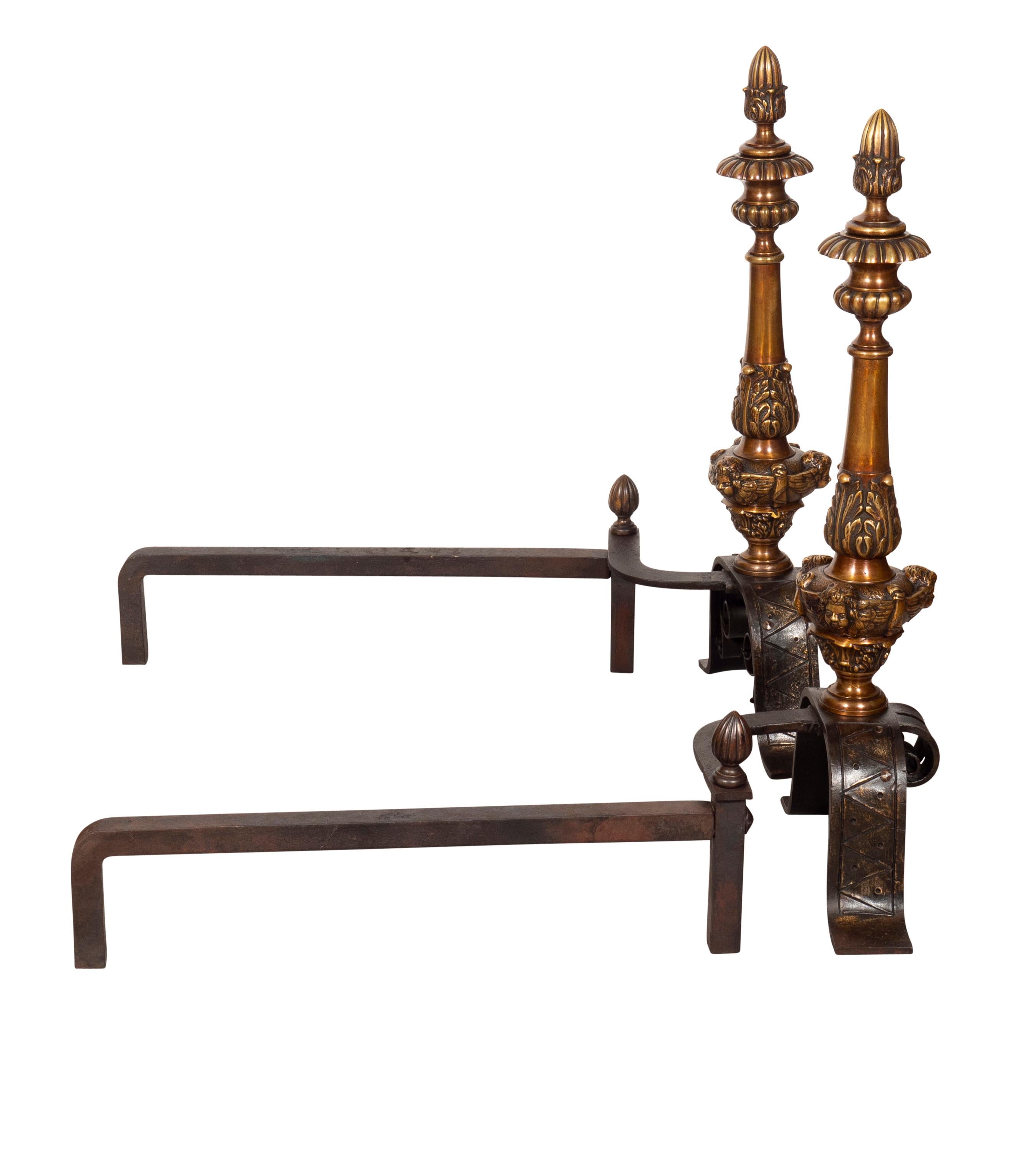 Bronze-Feuerböcke im Renaissance-Stil, Paar im Angebot 4