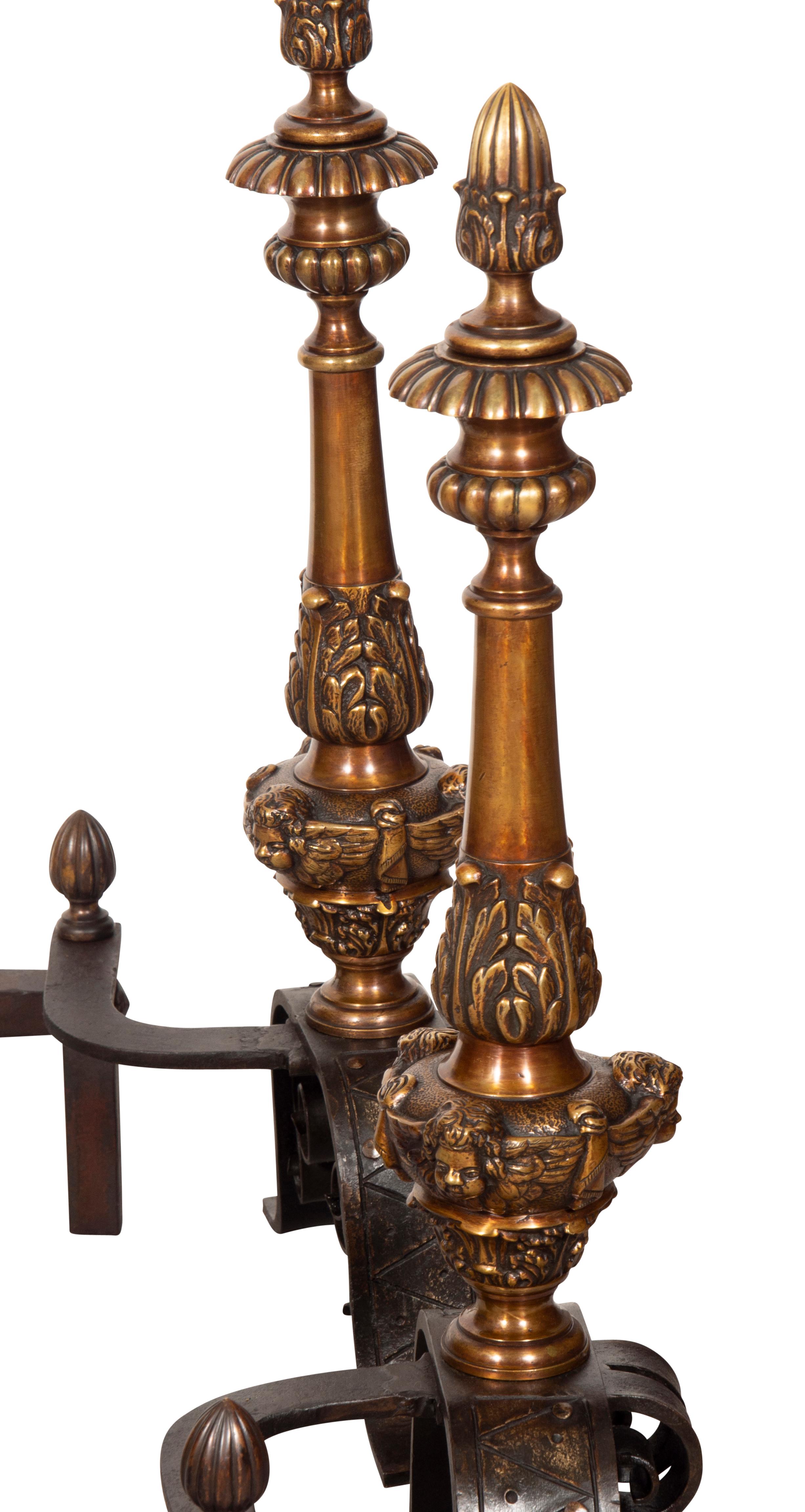 Bronze-Feuerböcke im Renaissance-Stil, Paar im Angebot 5