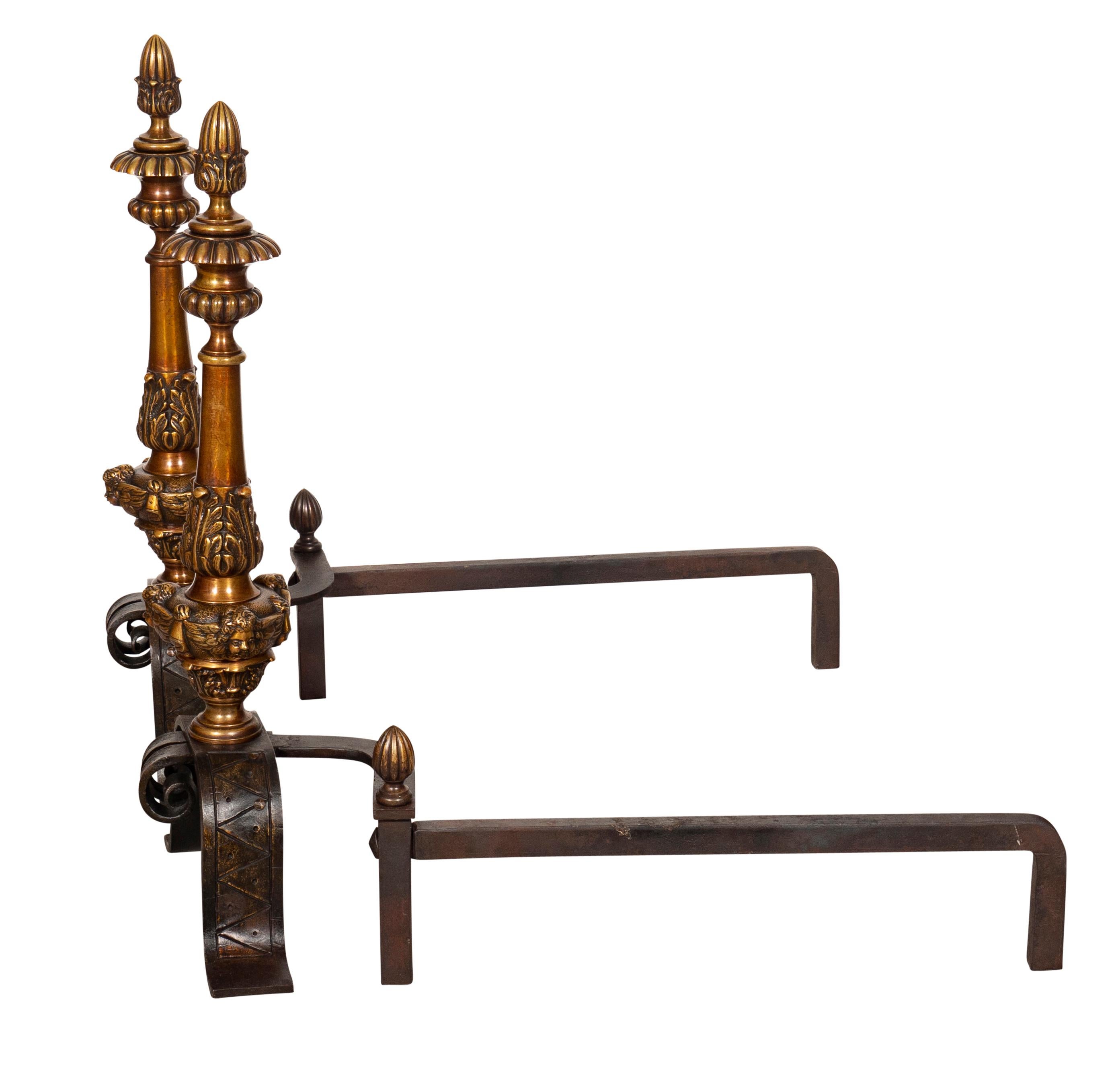Bronze-Feuerböcke im Renaissance-Stil, Paar im Angebot 10