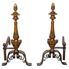 Bronze-Feuerböcke im Renaissance-Stil, Paar
