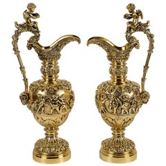 Antique Pair of Renaissance Style Bronze Ewers, circa 1880