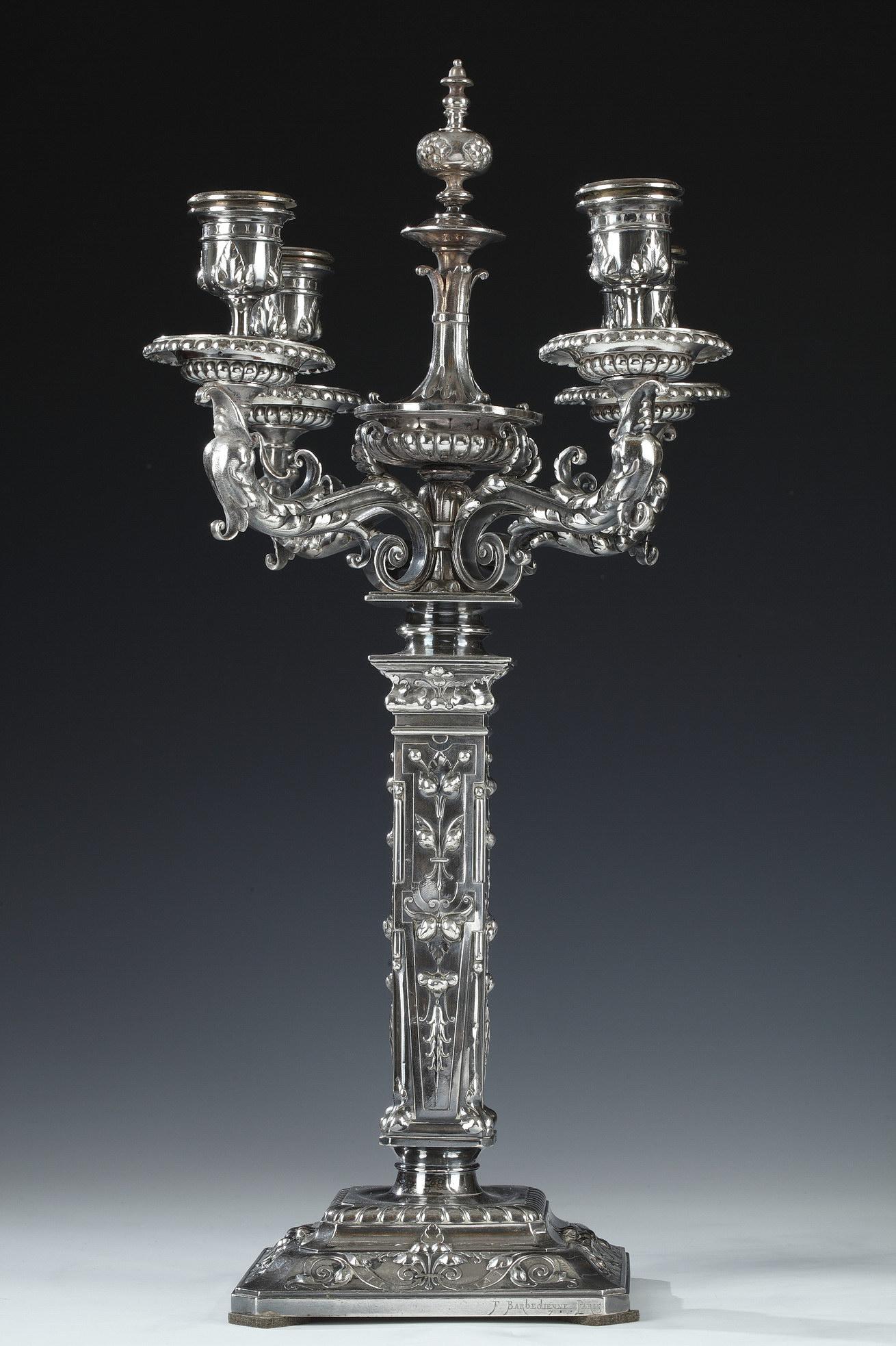 French Pair of Candelabras by F. Barbedienne, L-C. Sevin and D. Attarge, France, 1869