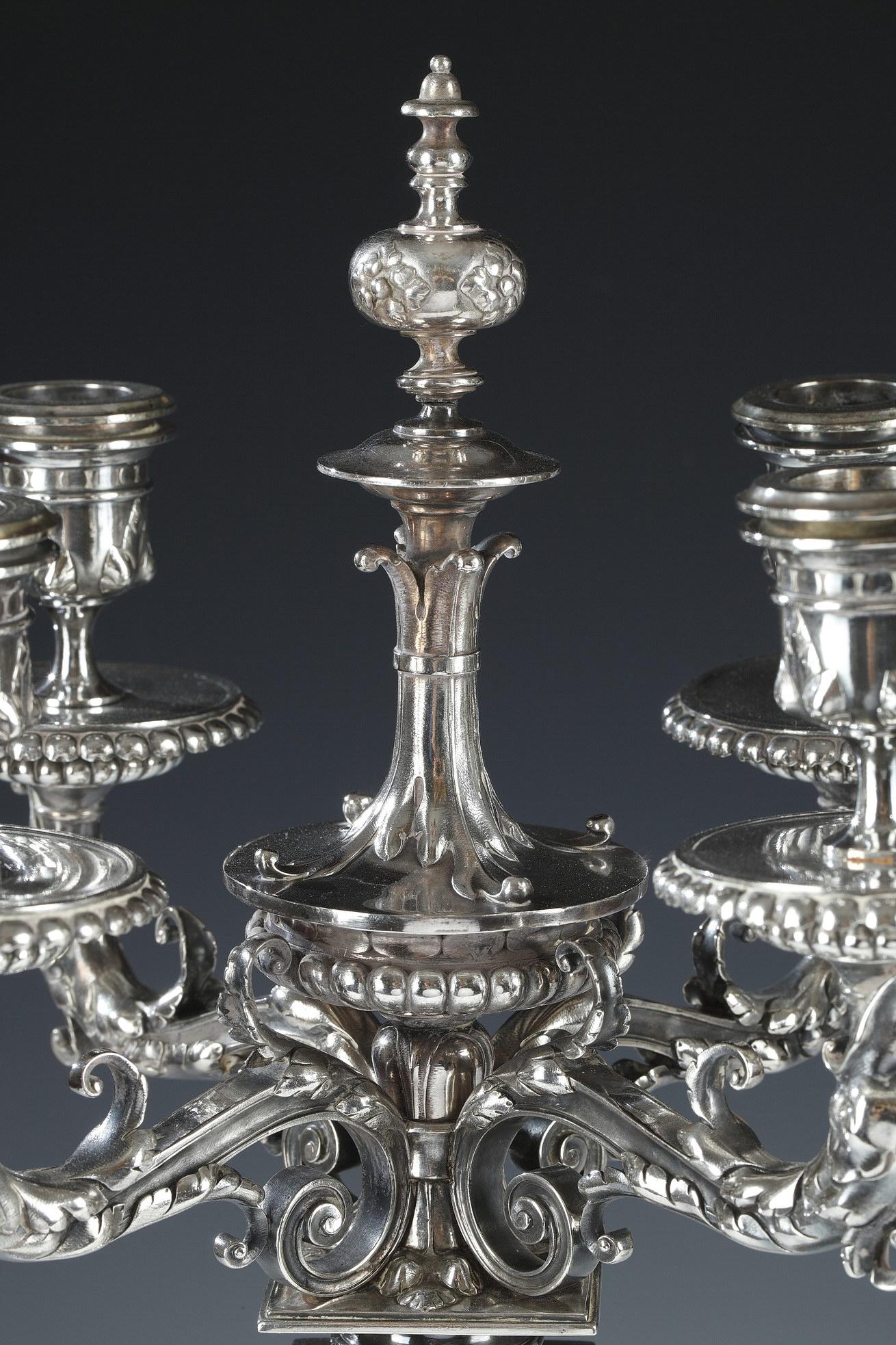 Mid-19th Century Pair of Candelabras by F. Barbedienne, L-C. Sevin and D. Attarge, France, 1869