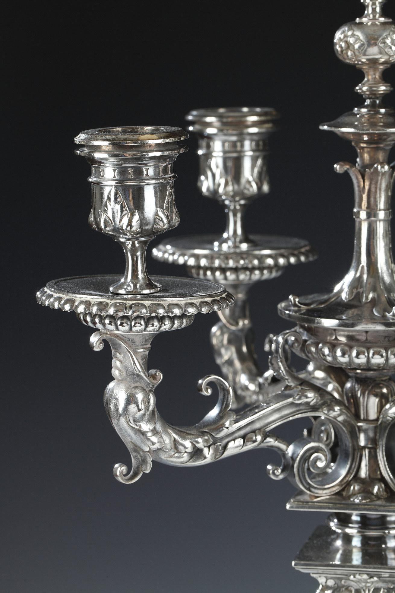 Bronze Pair of Candelabras by F. Barbedienne, L-C. Sevin and D. Attarge, France, 1869