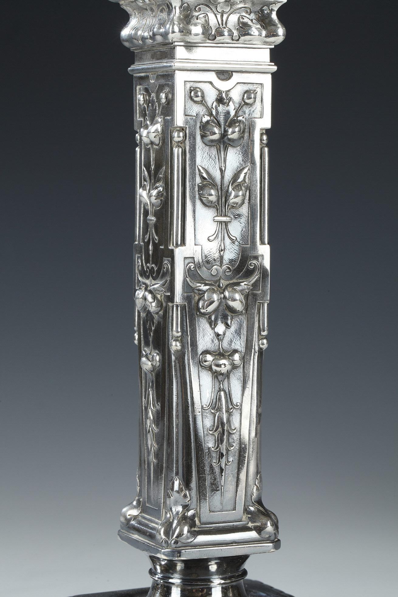 Pair of Candelabras by F. Barbedienne, L-C. Sevin and D. Attarge, France, 1869 1