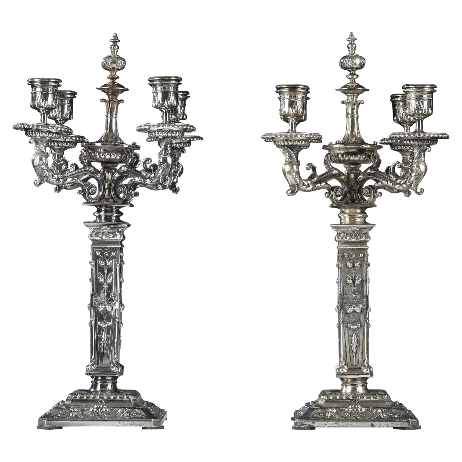 Pair of Candelabras by F. Barbedienne, L-C. Sevin and D. Attarge, France, 1869