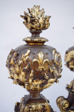 Pair of Renaissance Style Firedogs, Late 19th Century