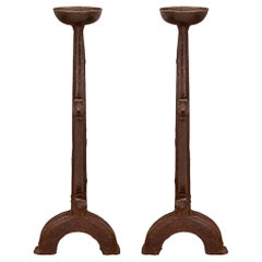 Pair of Renaissance Style French 19th Century Cast Iron Andirons