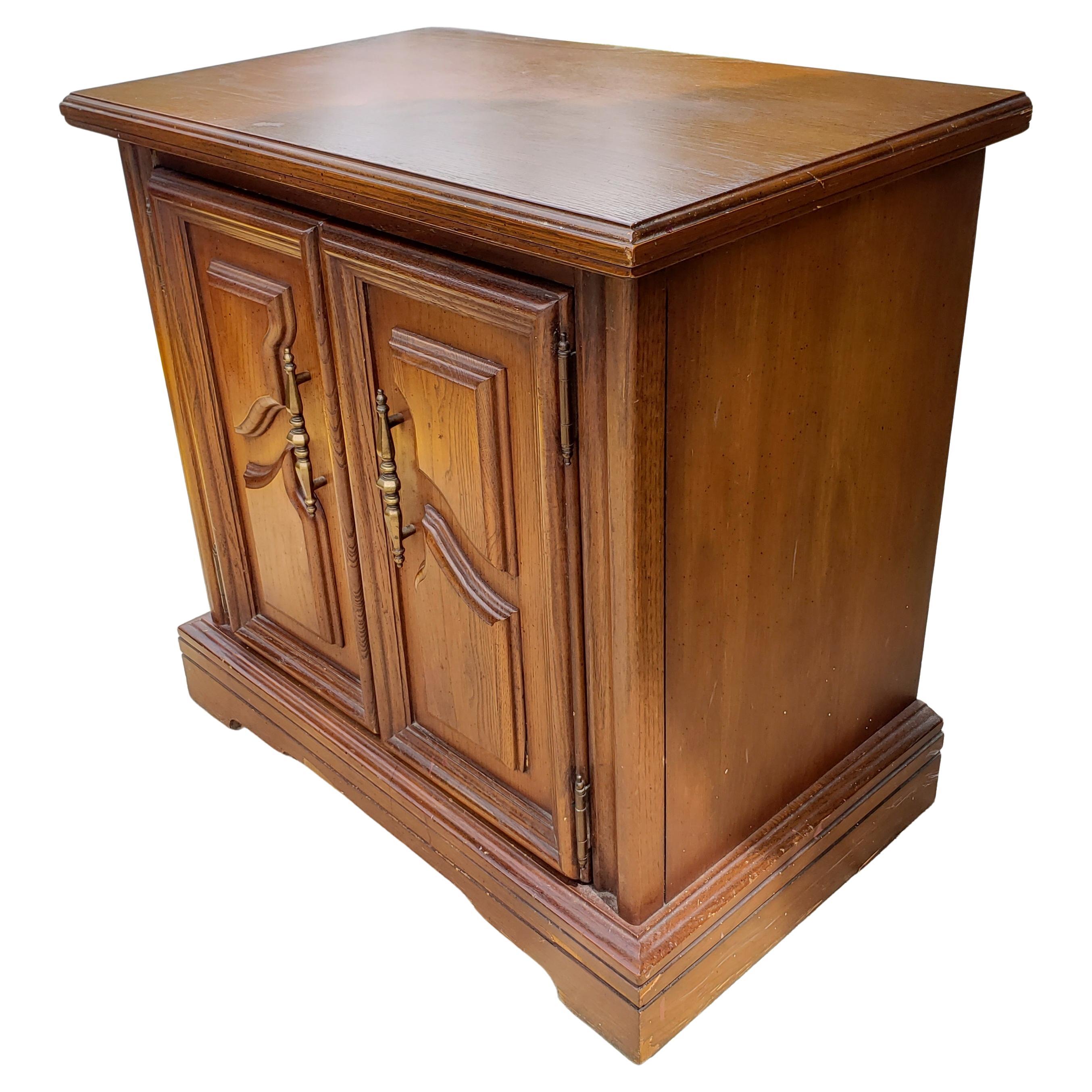 Woodwork Pair of Renaissance Style Fruitwood French Doors Side Tables Nightstands For Sale