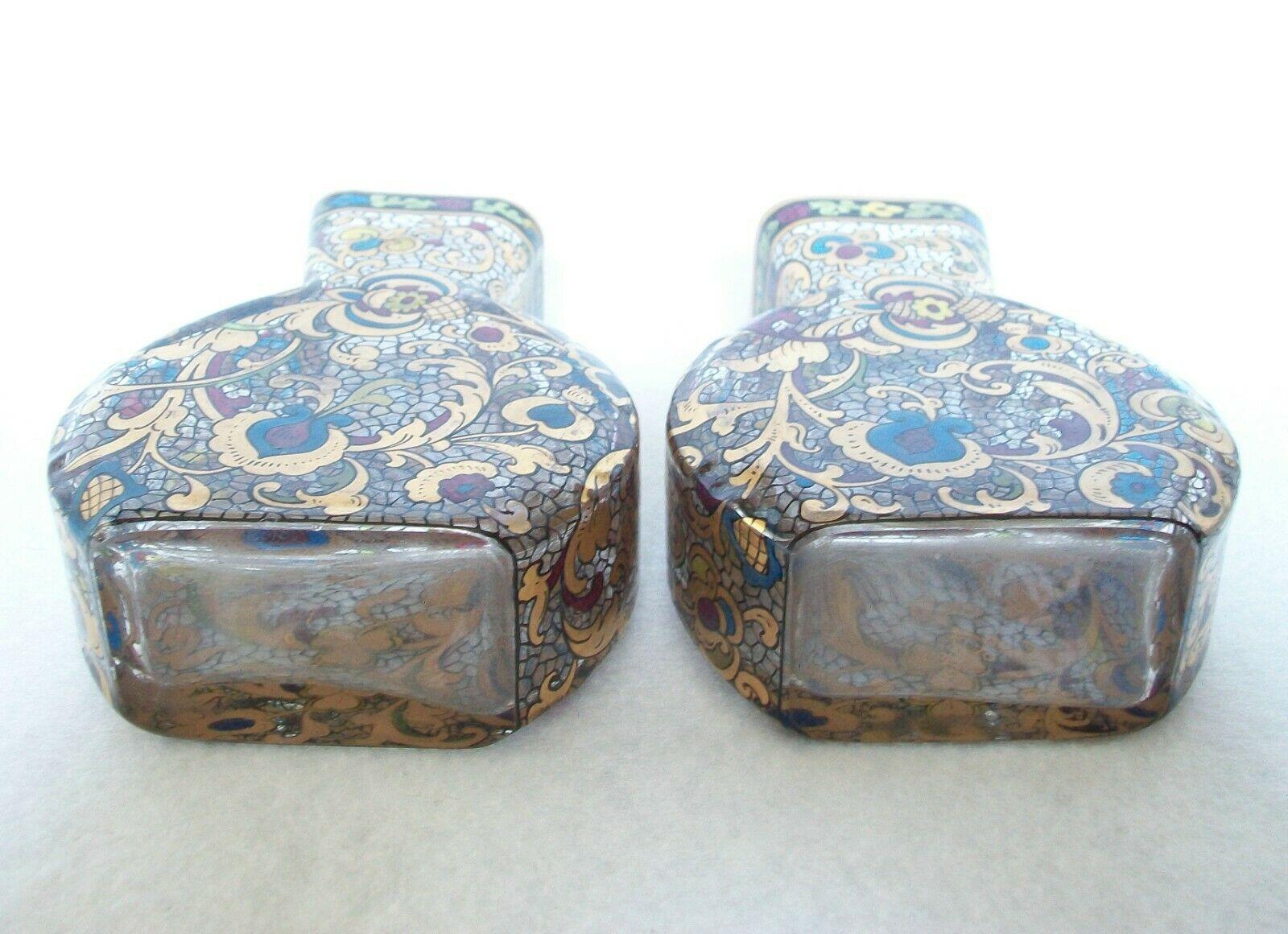Pair of Renaissance Style Gilded & Enameled Glass Vases, Europe, 19th Century For Sale 3