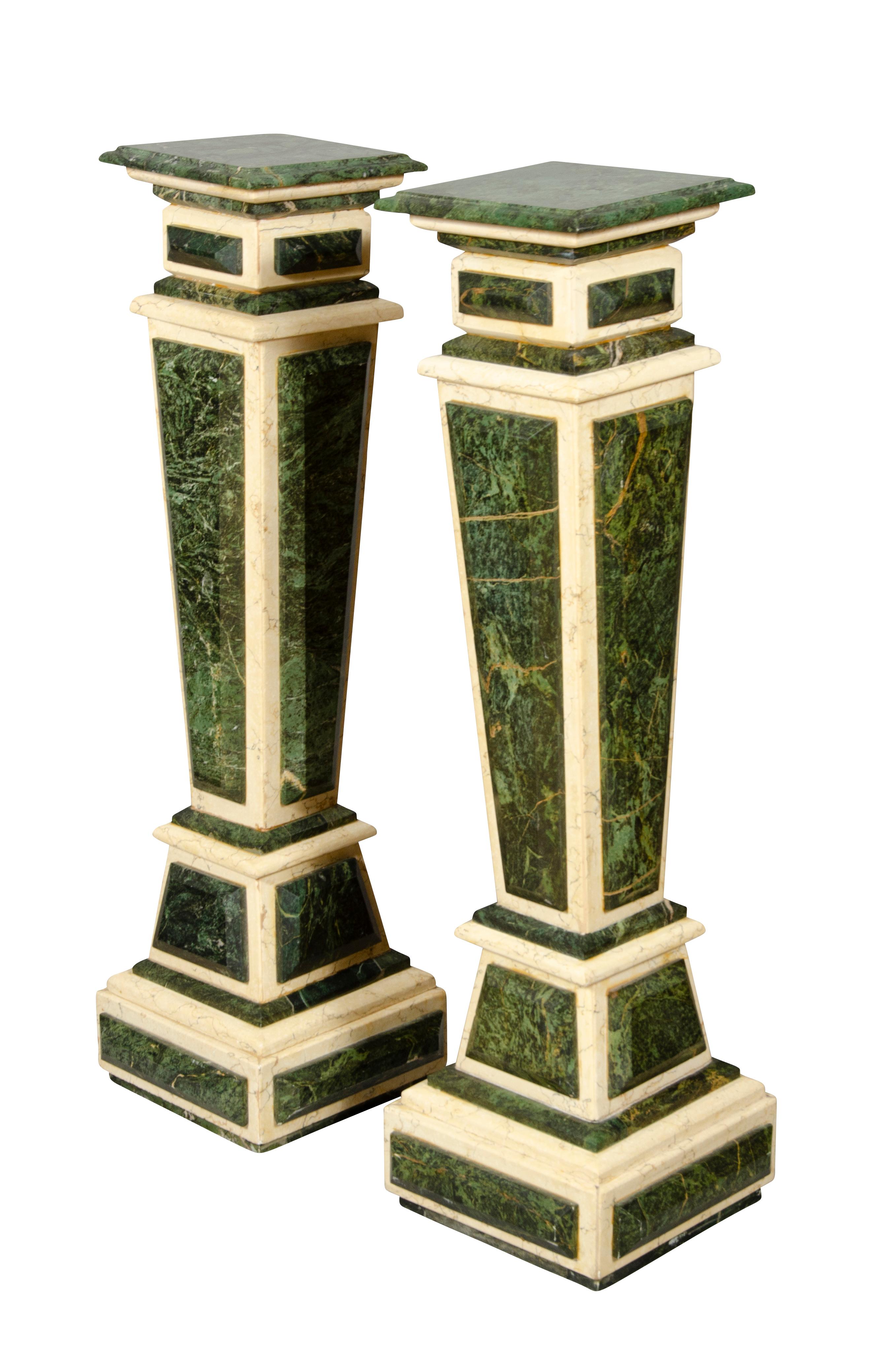 European Pair of Renaissance Style Marble Pedestals For Sale