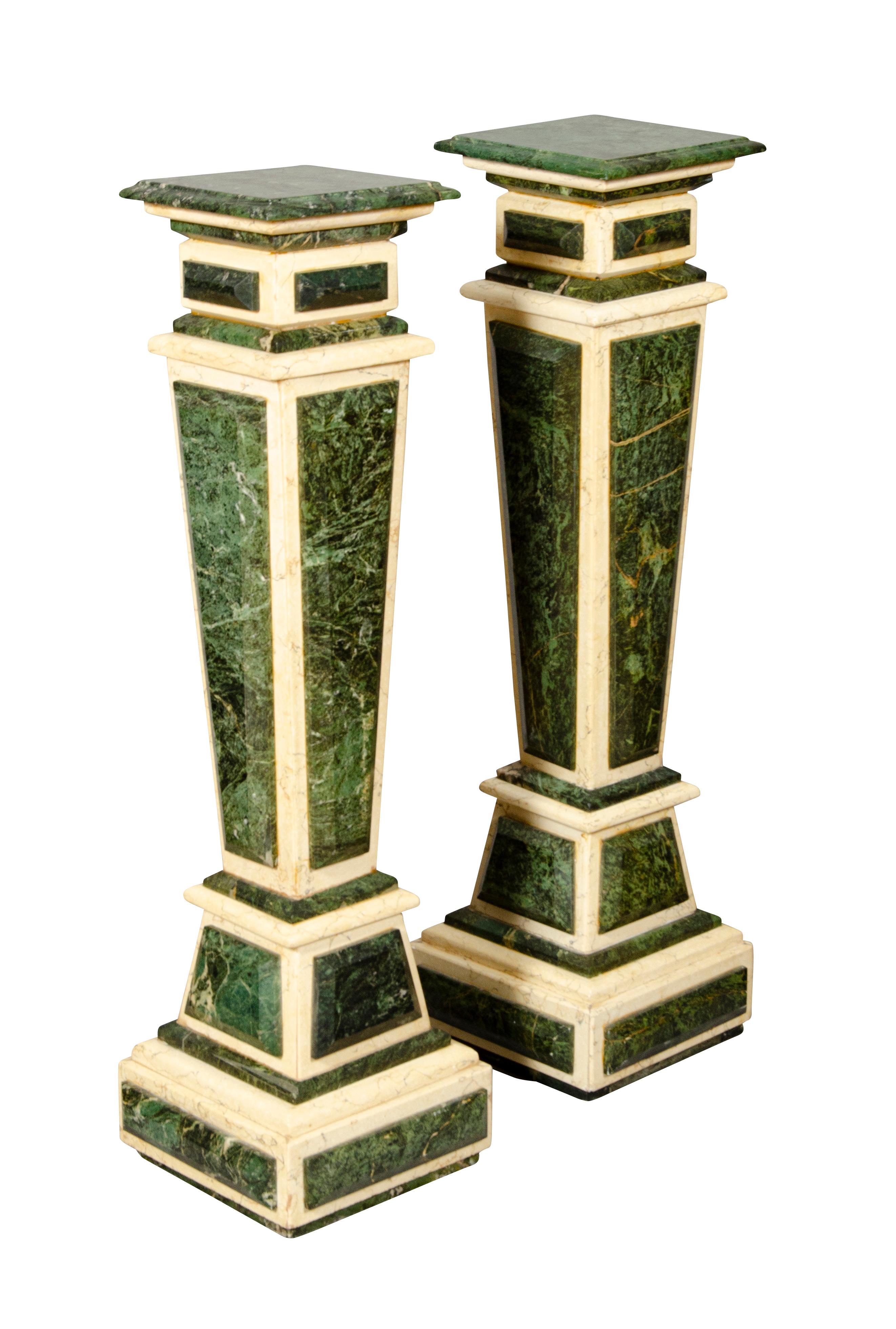 Pair of Renaissance Style Marble Pedestals In Good Condition For Sale In Essex, MA