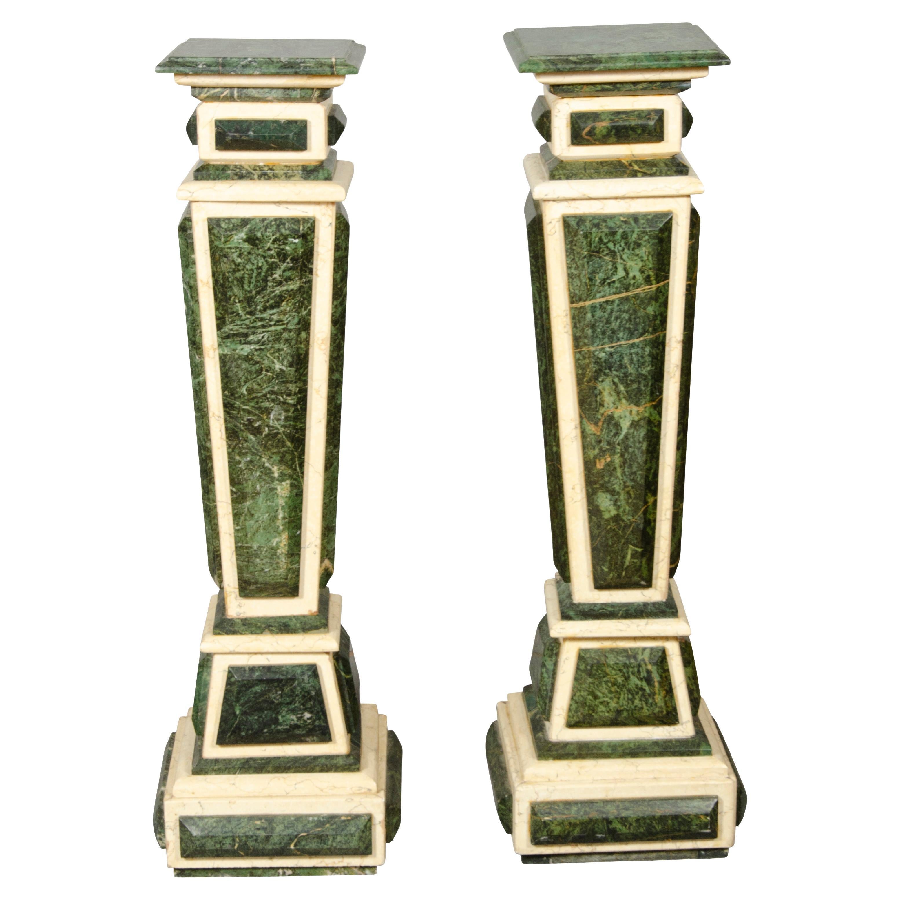 Pair of Renaissance Style Marble Pedestals