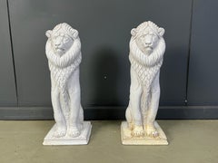 Pair of Renaissance style terracotta lion sculptures, 1950s