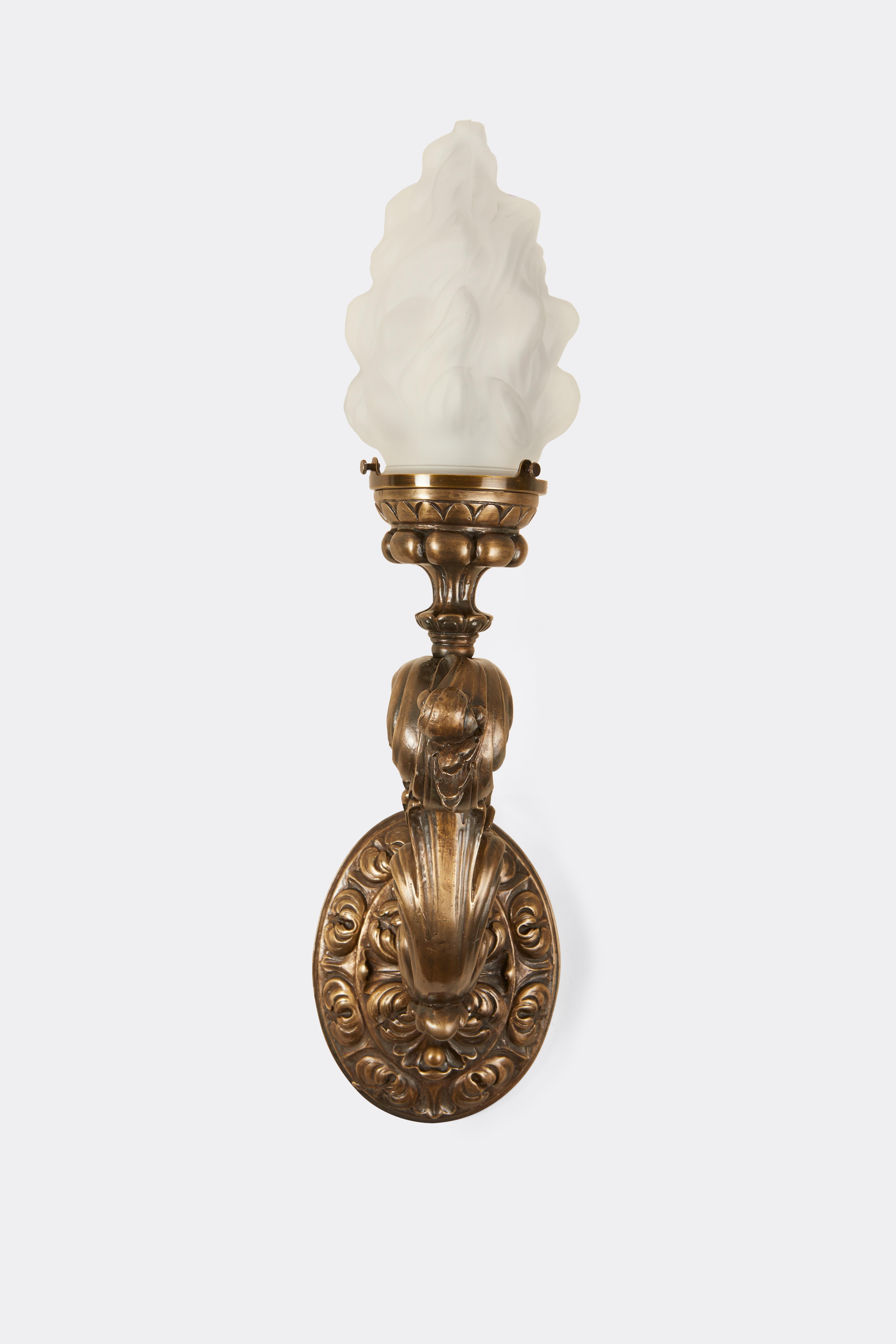 Contemporary Pair of Renaissance Style Torch Sconces For Sale